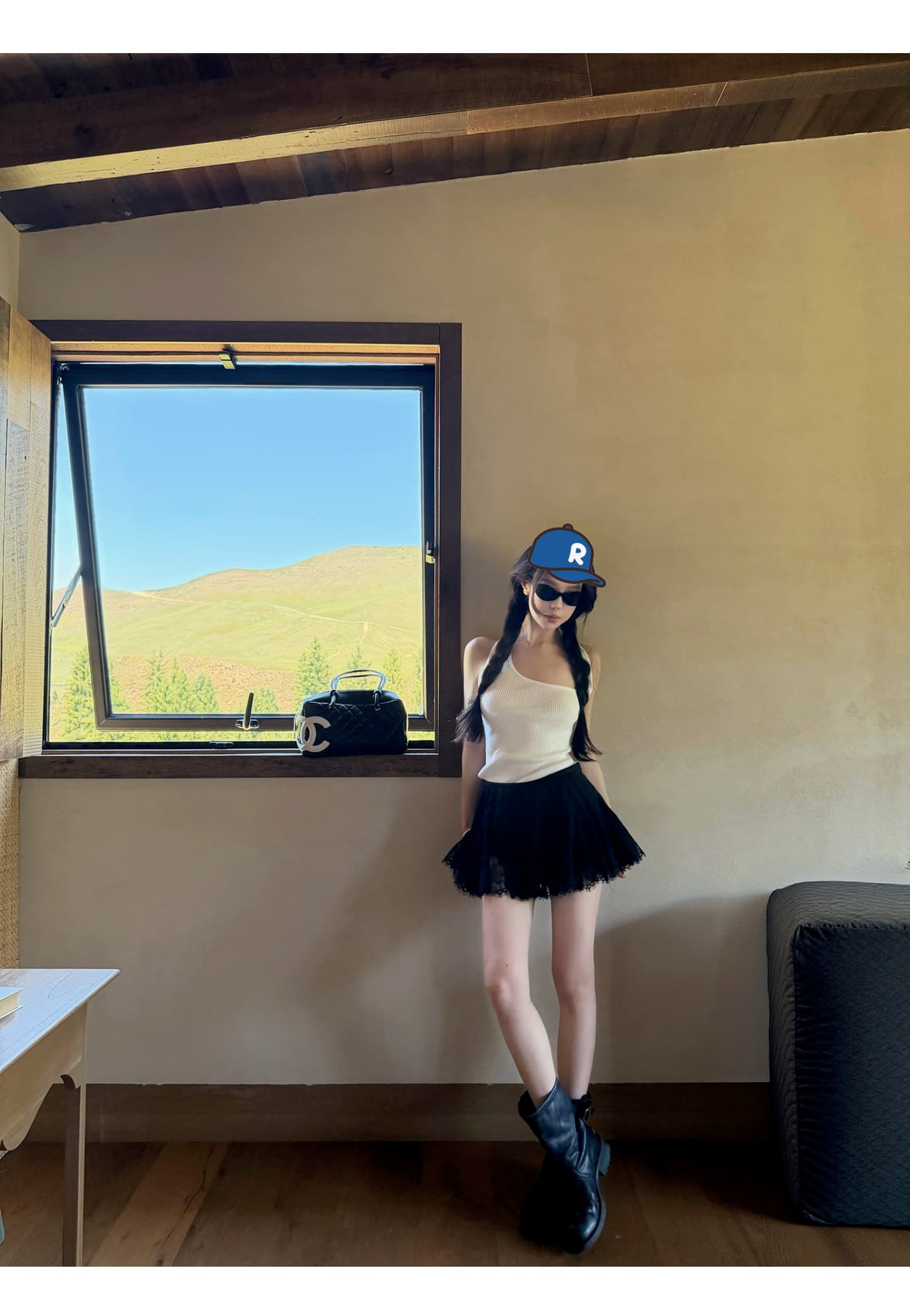 woppei 불규칙 비스듬한 어깨 행침 목 니트 조끼 여성 작은 대중 홀로우 아웃 단어 뒤로 몸매 가꾸기 슬림해 보이는 슬립 맨위 상세 이미지 21