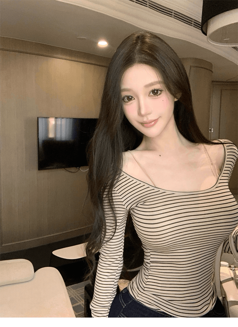 종이 사람들 긴팔 티셔츠 스트라이프 맨위 상세 이미지 2