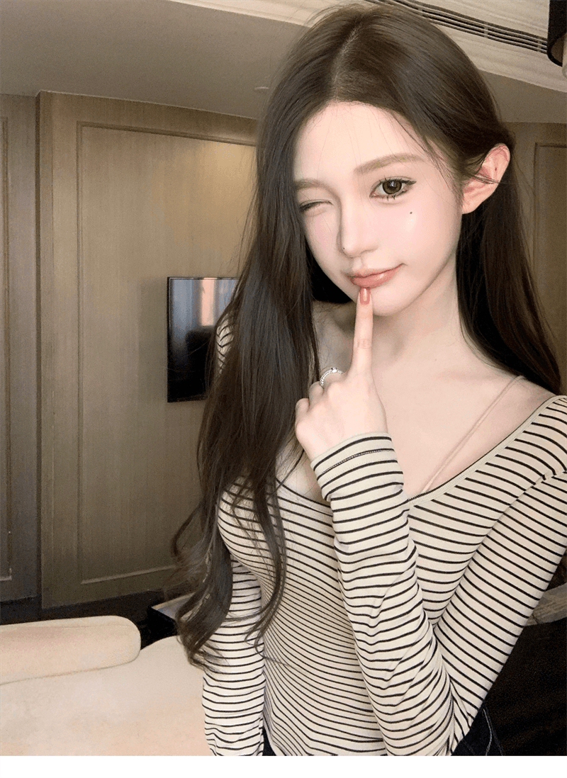 종이 사람들 긴팔 티셔츠 스트라이프 맨위 상세 이미지 4