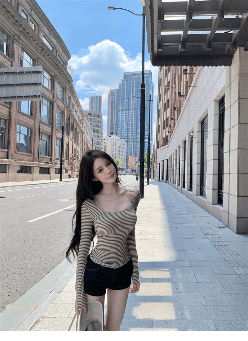 종이 사람들 긴팔 티셔츠 스트라이프 맨위 상세 이미지 9