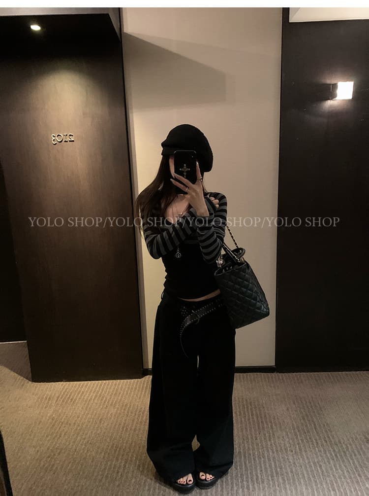 yolo shop 남자 찢어짐 여성 주님 라이 경기 서울 스트라이프 라운드 넥 쇼트 스타일 오픈 가디건 여성 가을 디자인 센스 스택 착용 맨위 상세 이미지 13