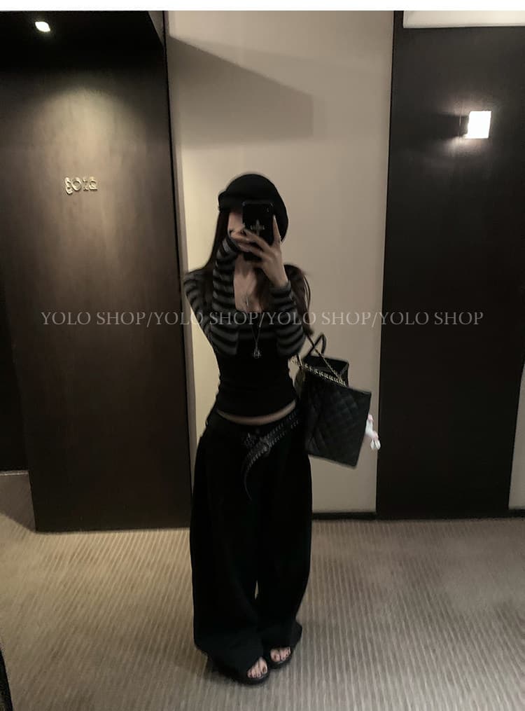 yolo shop 남자 찢어짐 여성 주님 라이 경기 서울 스트라이프 라운드 넥 쇼트 스타일 오픈 가디건 여성 가을 디자인 센스 스택 착용 맨위 상세 이미지 24