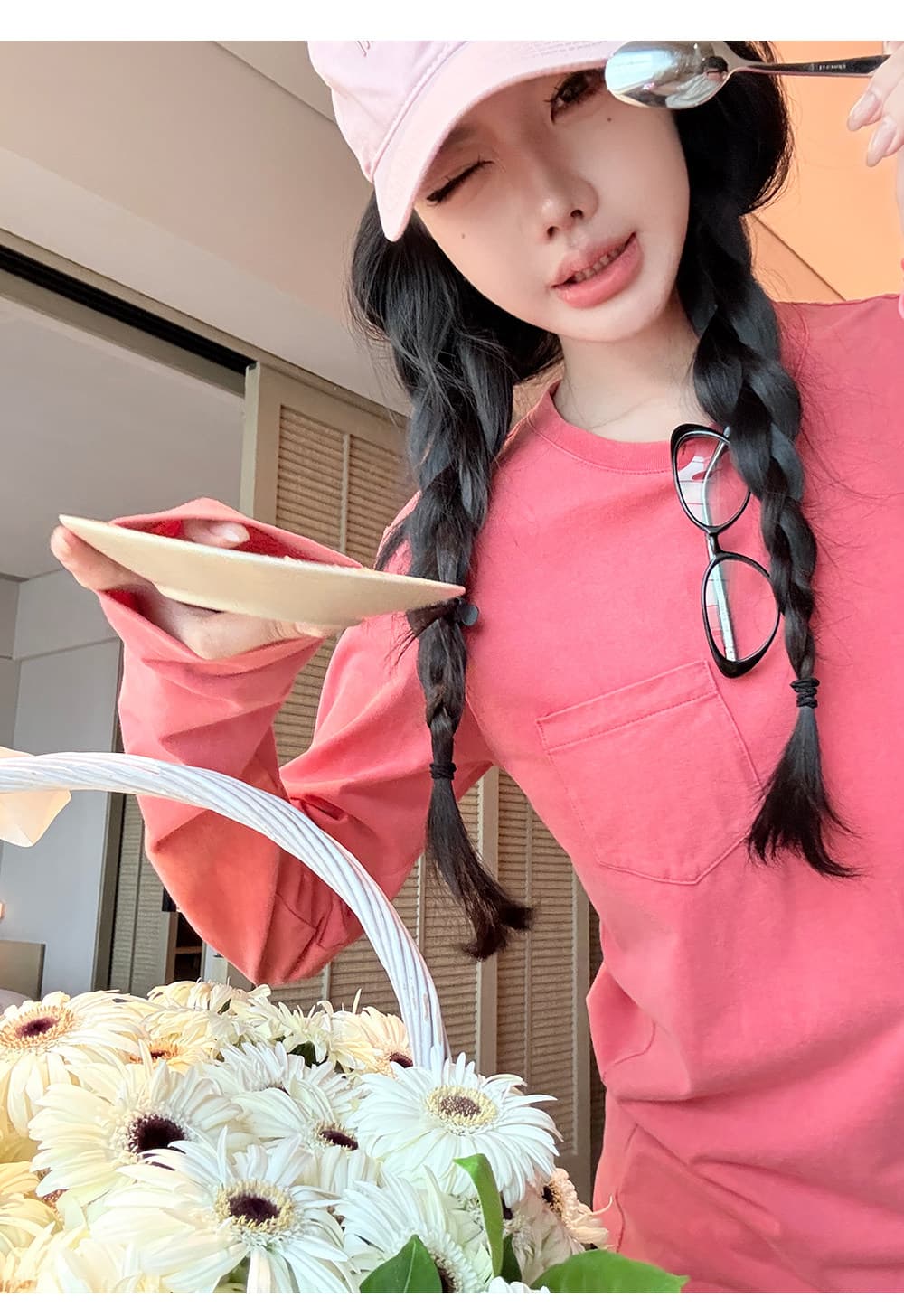 주머니 마 오래된 티셔츠 여성 긴 소매 다용도 슬림해 보이는 맨위 가을 새로운 상세 이미지 6