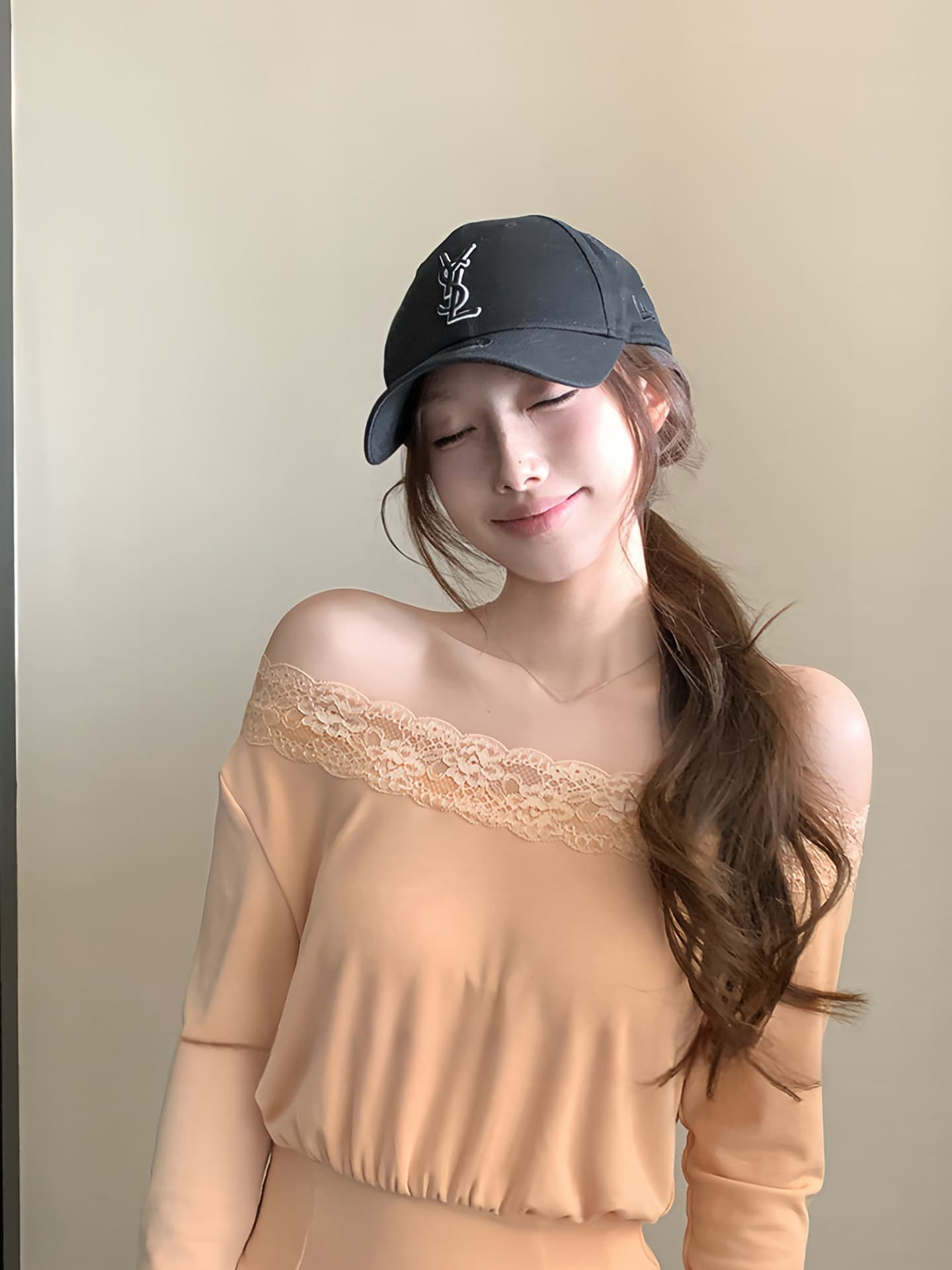 순수한 욕망 바람 레이스 조각 비스듬한 칼라 긴팔 티셔츠 여성 의류 2026 새로운 가을 꼬집기 허리 슬림해 보이는 다용도 ins 맨위 상세 이미지 15