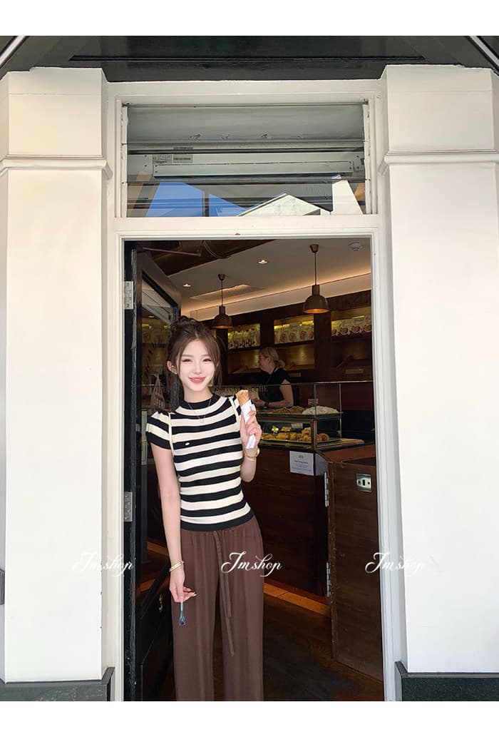 이른 가을 새로운 긴팔 빈 매듭 티셔츠 레이스 레이스 행침 목 슬립 캐주얼 바지 3종 세트 세트 상세 이미지 14