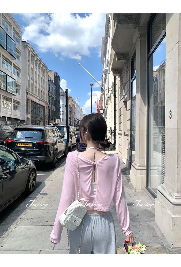 이른 가을 새로운 긴팔 빈 매듭 티셔츠 레이스 레이스 행침 목 슬립 캐주얼 바지 3종 세트 세트 상세 이미지 17
