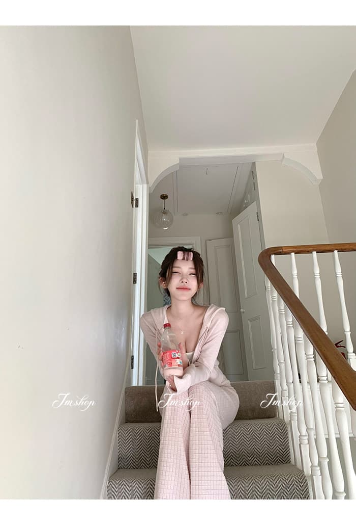 이른 가을 새로운 긴팔 빈 매듭 티셔츠 레이스 레이스 행침 목 슬립 캐주얼 바지 3종 세트 세트 상세 이미지 24