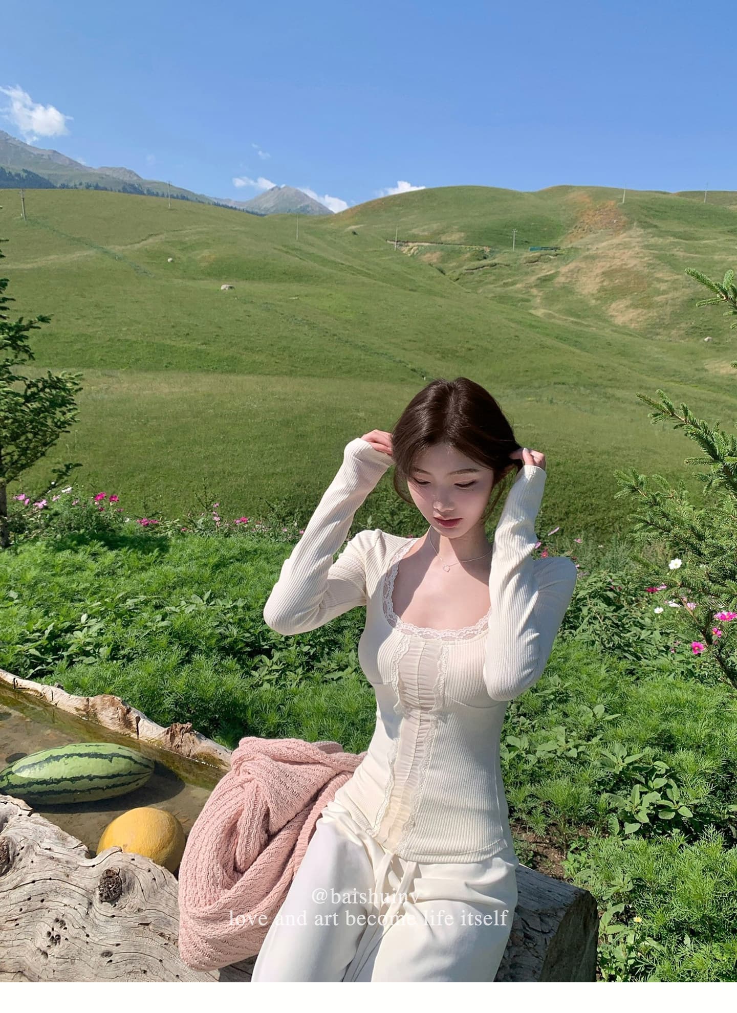화이트 워터 여성 榛 과일 초콜릿 레이스 레이스 u 칼라 티셔츠 여성 이른 가을 한 부서 디자인 센스 순수한 욕망 섹시함 맨위 상세 이미지 29