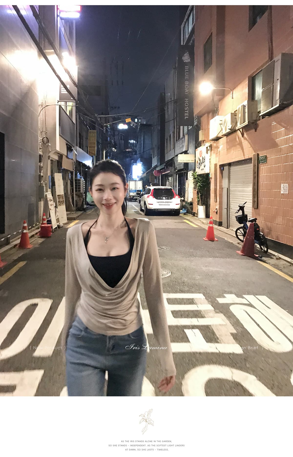 iris lumina 예약하기 어둡고 조용한 스택 음악 가면 의류 긴팔 블라우스 티셔츠 여성 겨울 흔들다 칼라 사실 두 조각 맨위 상세 이미지 22