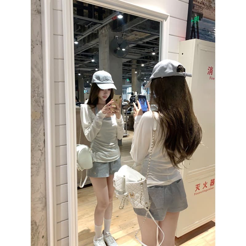 우유 피부 종이 사람들 이른 가을 게으른 블라우스 행침 목 벨트 가슴 패드 조끼 세트 그룹 이미지 3
