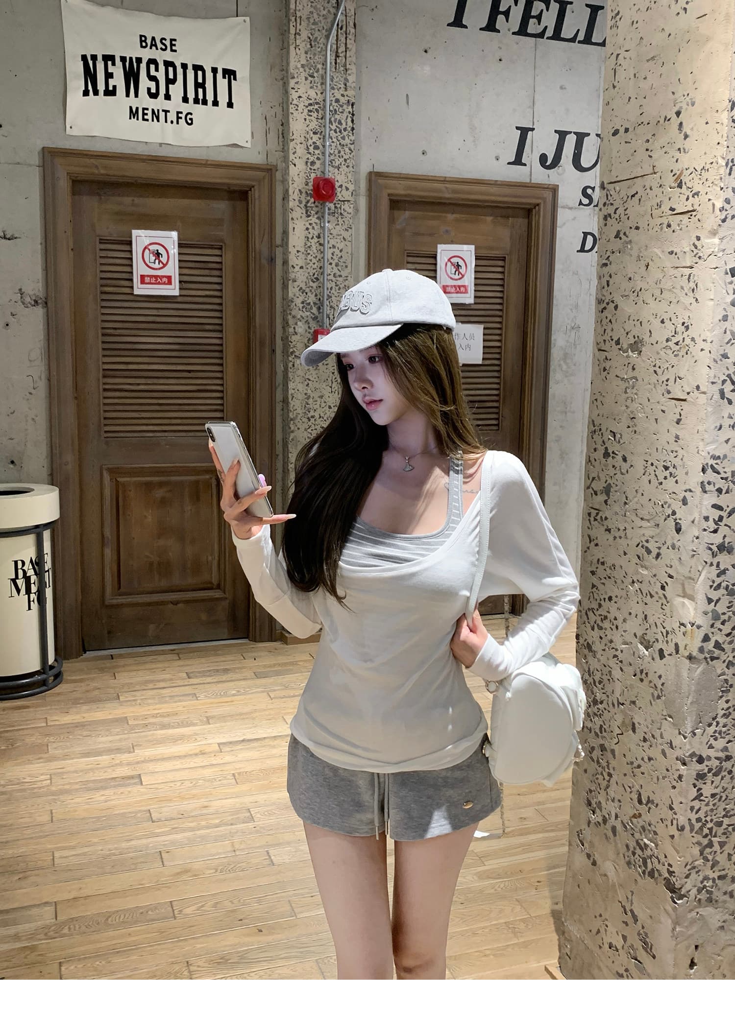 우유 피부 종이 사람들 이른 가을 게으른 블라우스 행침 목 벨트 가슴 패드 조끼 세트 그룹 상세 이미지 11