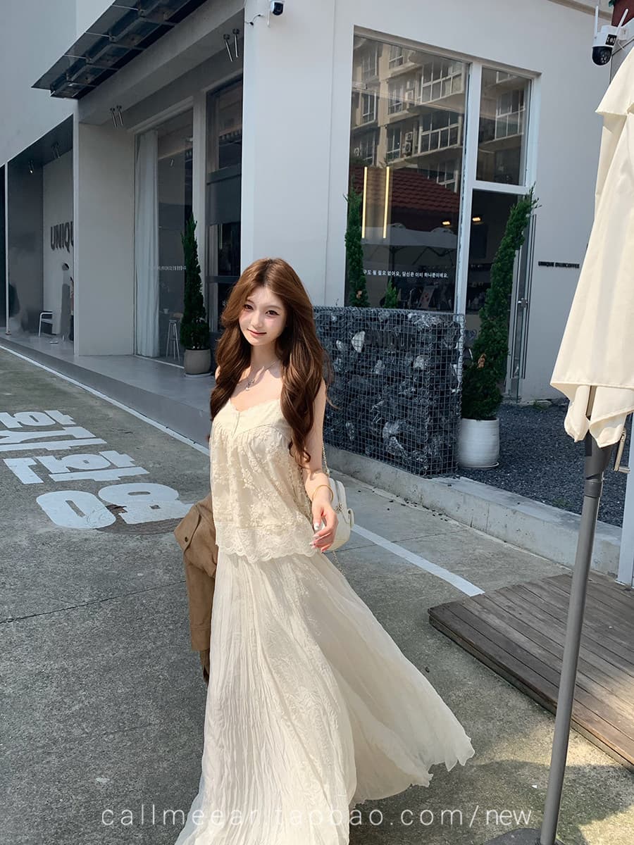 레이스 레이스 캐미솔 이른 가을 루즈핏 순수한 욕망 맨위 상세 이미지 4