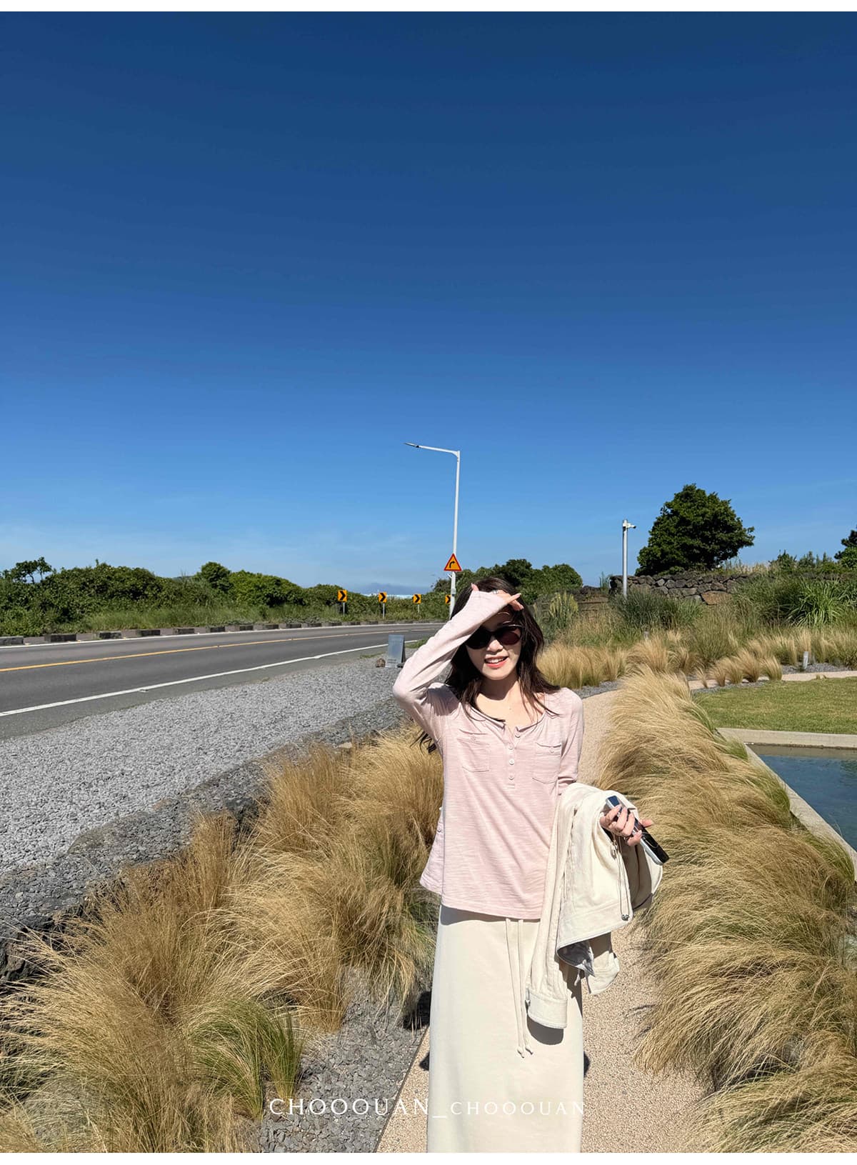 대나무 마디 면 헨리 칼라 워크웨어 버클 袢 슬림해 보이는 긴팔 티셔츠 여성 가을 맨위 상세 이미지 13