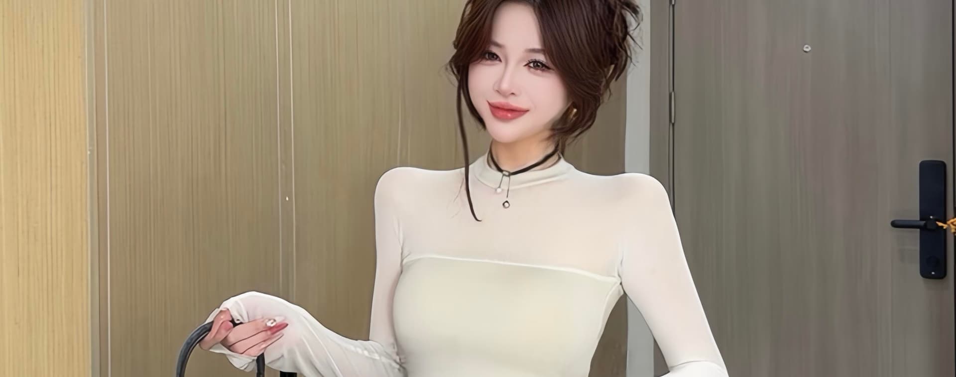 이른 가을 신제품 패션 핫걸 바람 망사 패치워크 슬림해 보이는 맨위 여성 가슴 사전 상세 이미지 26