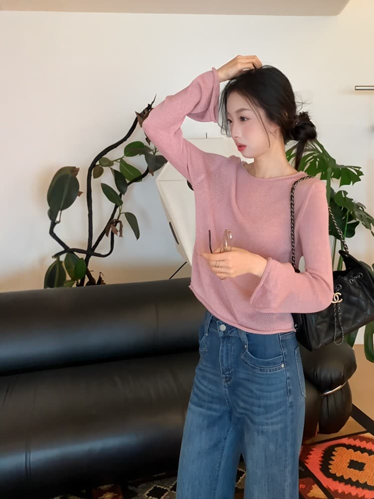 한 부서 볼륨 측면 나팔 소매 니트 스웨터 여성 가을 새로운 느긋한 느슨함 센스 품격 다용도 슬림해 보이는 만나는 맨위 상세 이미지 5