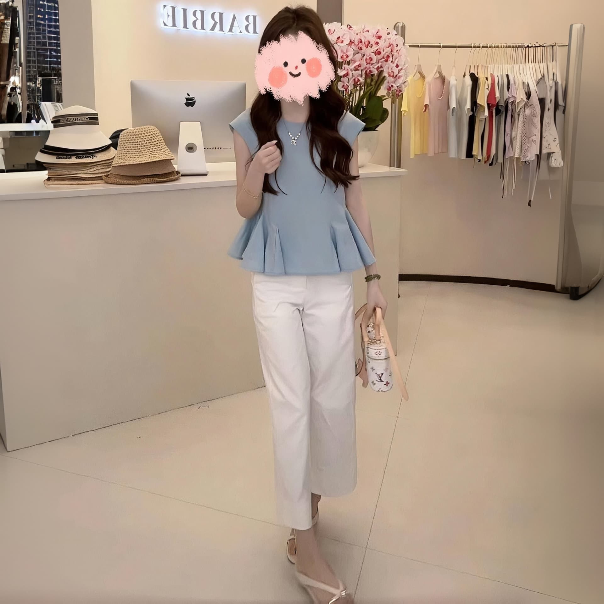 2026 여름 미니멀리즘 작은 대중 프릴 민소매 맨위 슬림해 보이는 다용도 캐주얼 9부 바지 품격 세트 여성 상세 이미지 6