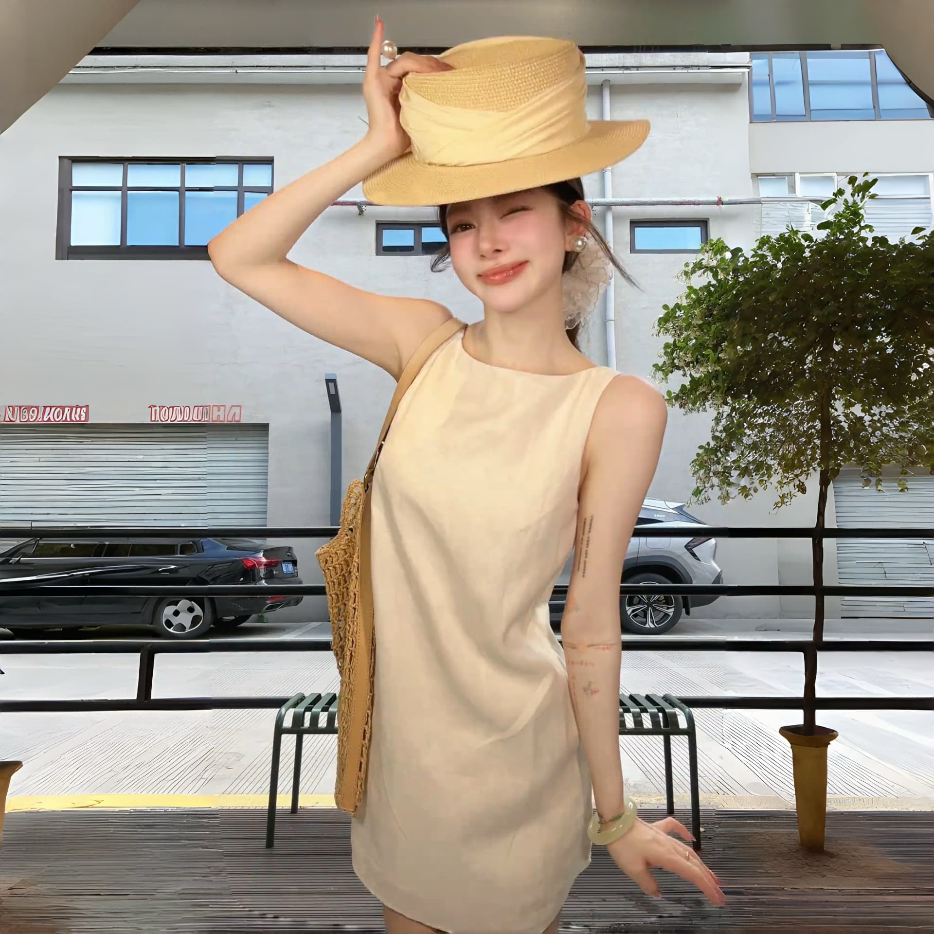 2026 여름 아마 프랑스식 휴가 바람 드레스 새로운 품격 작은 검은 색 흰 치마 루즈핏 단색 미니멀리즘 스타일 상세 이미지 7