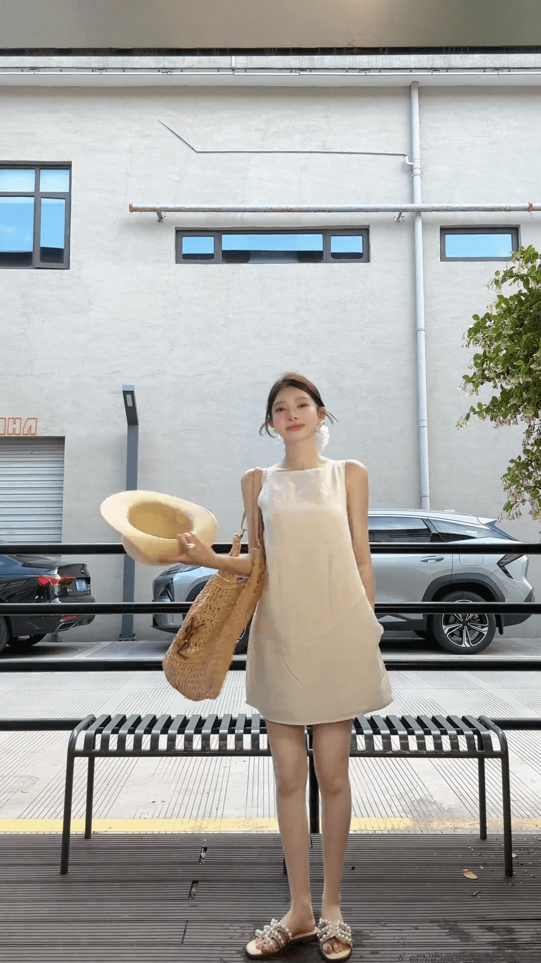 2026 여름 아마 프랑스식 휴가 바람 드레스 새로운 품격 작은 검은 색 흰 치마 루즈핏 단색 미니멀리즘 스타일 상세 이미지 14