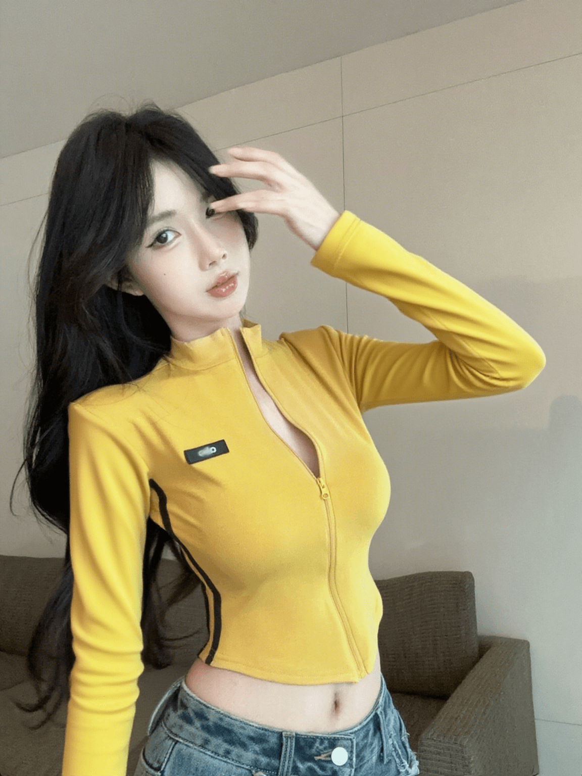실사 정가 2026 가을 새로운 몸매 가꾸기 슬림해 보이는 긴팔 티셔츠 핫걸 지퍼 카디건 코트 후드티 맨위 이미지 2