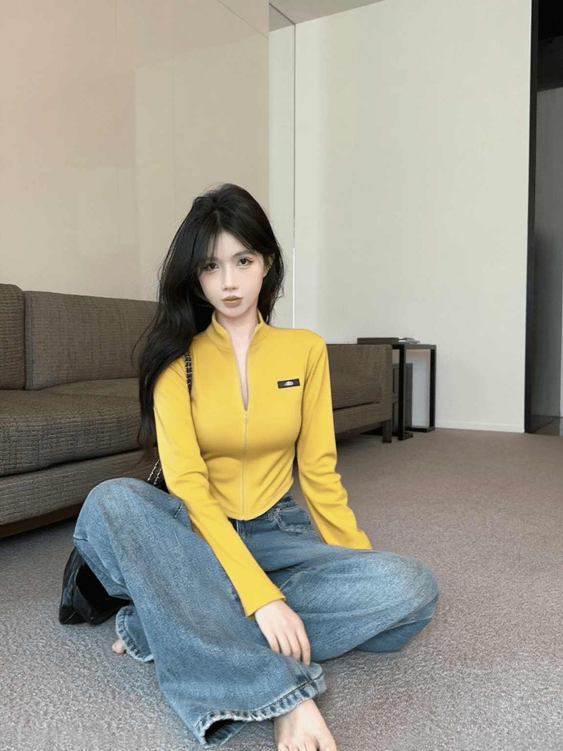 실사 정가 2026 가을 새로운 몸매 가꾸기 슬림해 보이는 긴팔 티셔츠 핫걸 지퍼 카디건 코트 후드티 맨위 상세 이미지 8