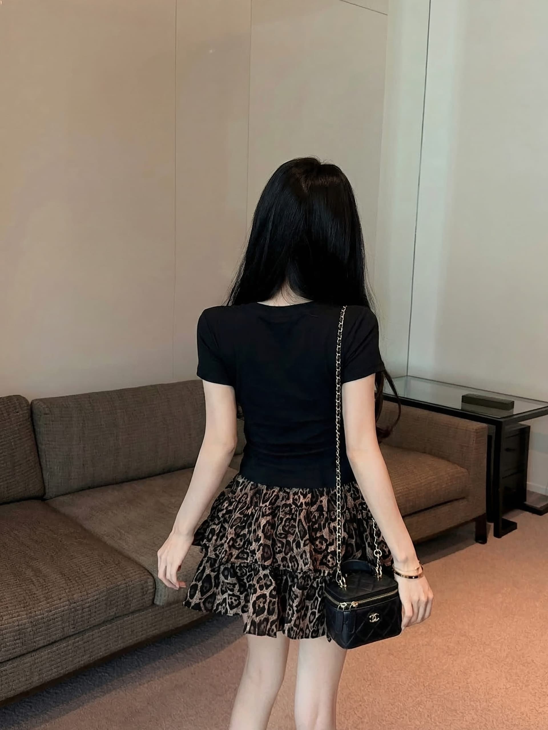 실사 정가 여름 새로운 라운드 넥 레오파드 무늬 프린트 반팔 라운드 넥 티셔츠 슬림해 보이는 다용도 맨위 상세 이미지 25