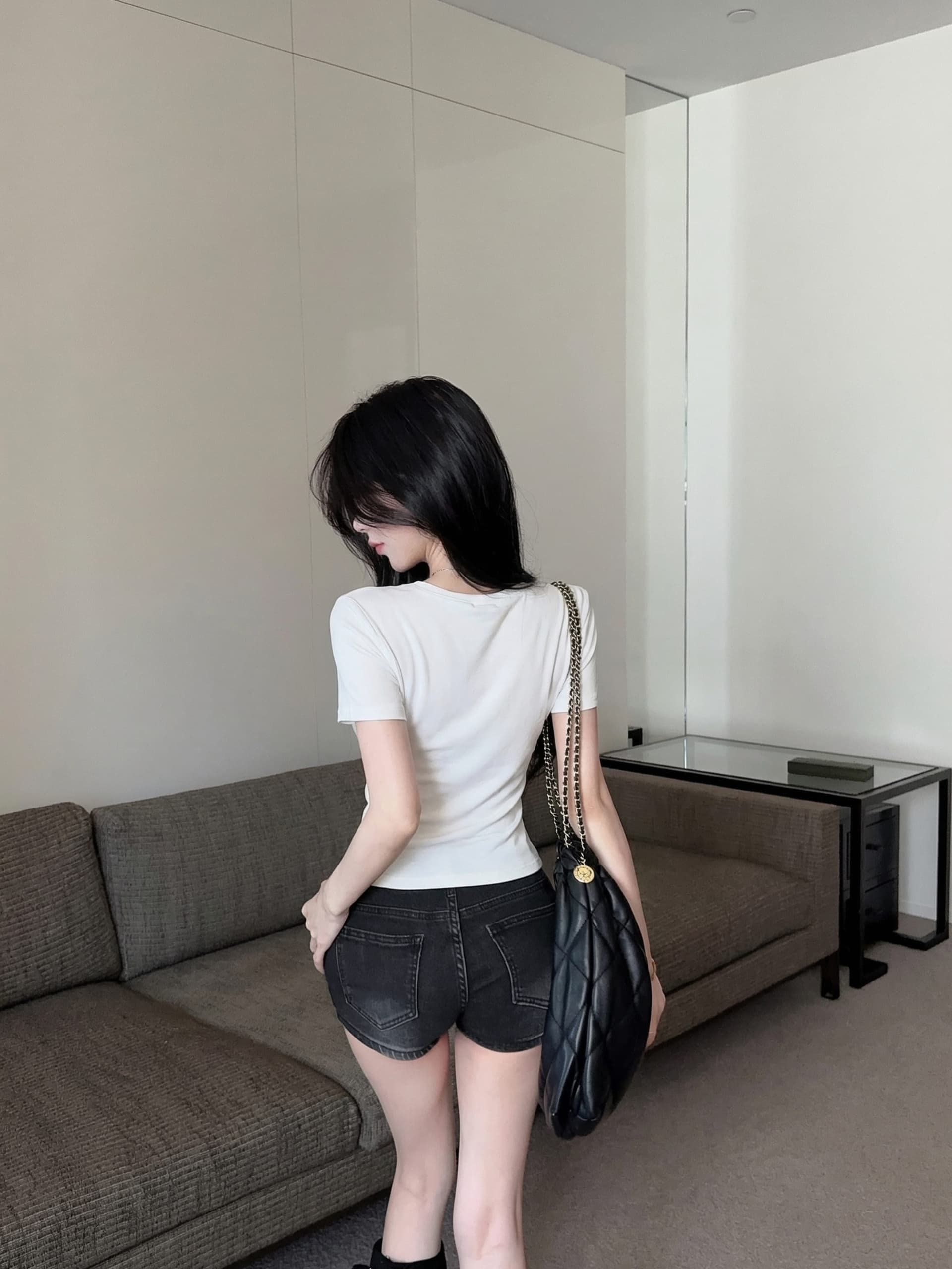실사 정가 여름 새로운 레이스업 장식 어깨 패드 라운드 넥 버튼 반팔 티셔츠 여성 몸매 가꾸기 슬림해 보이는 맨위 상세 이미지 18