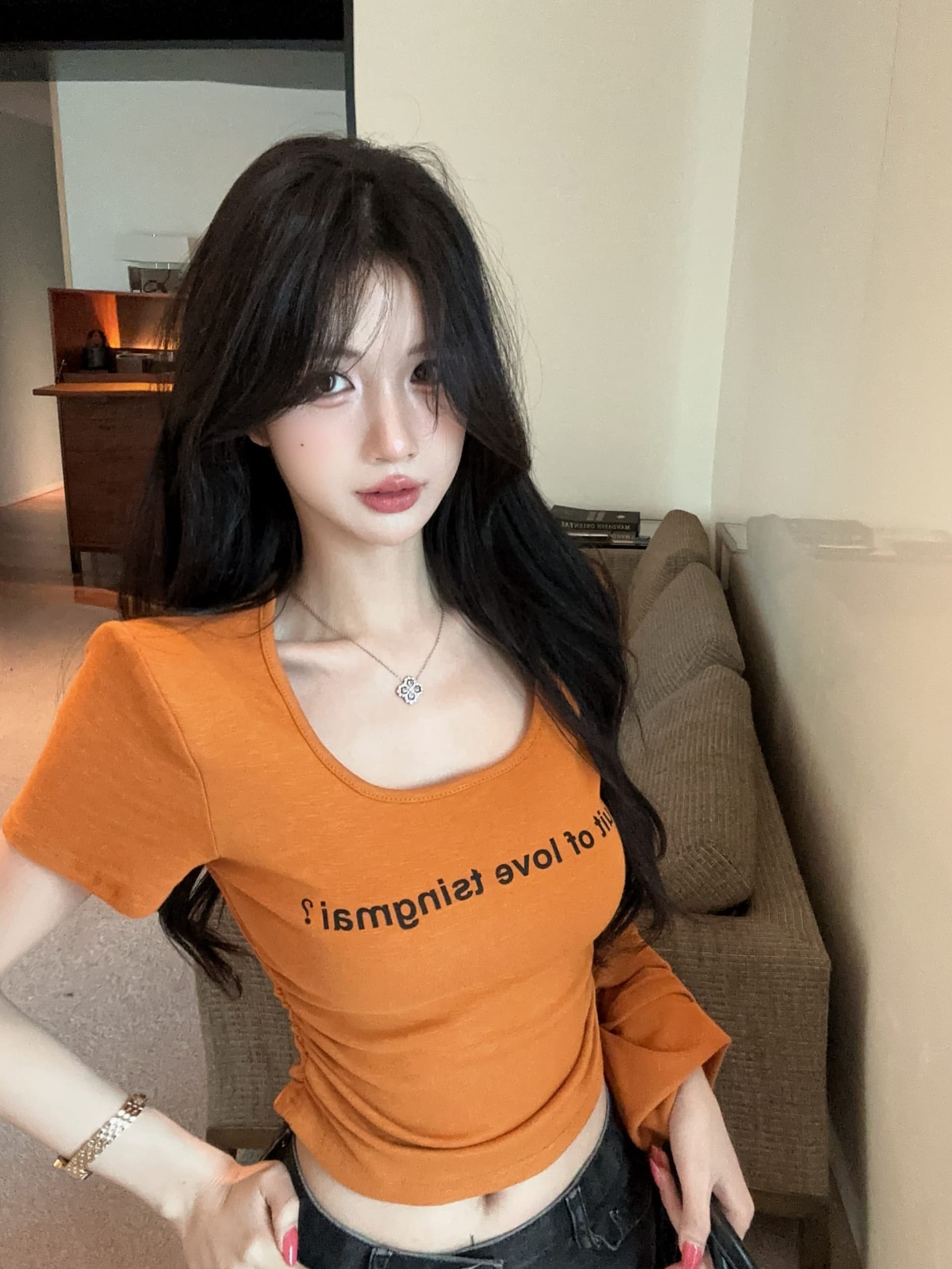 실사 정가 여름 새로운 패션 다용도 라운드 넥 티셔츠 여성 후드 숄 투피스 슈트 상세 이미지 15
