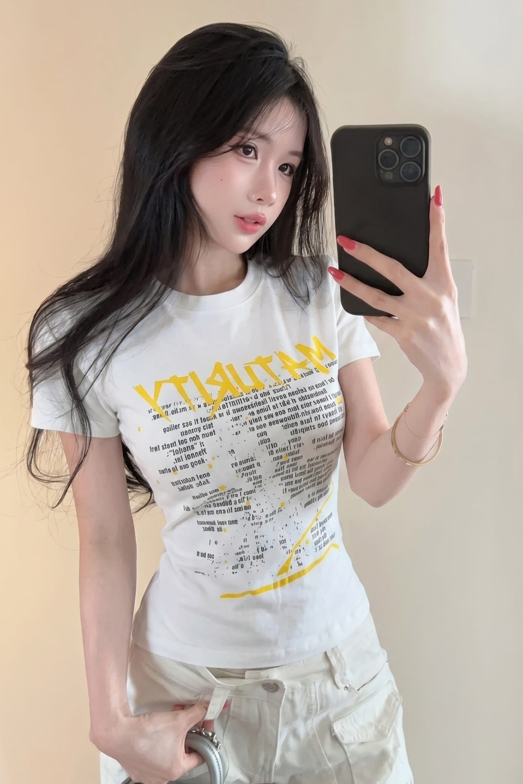 실사 정가 알파벳 프린트 반팔 티셔츠 라운드 넥 다용도 슬림해 보이는 맨위 이미지 6