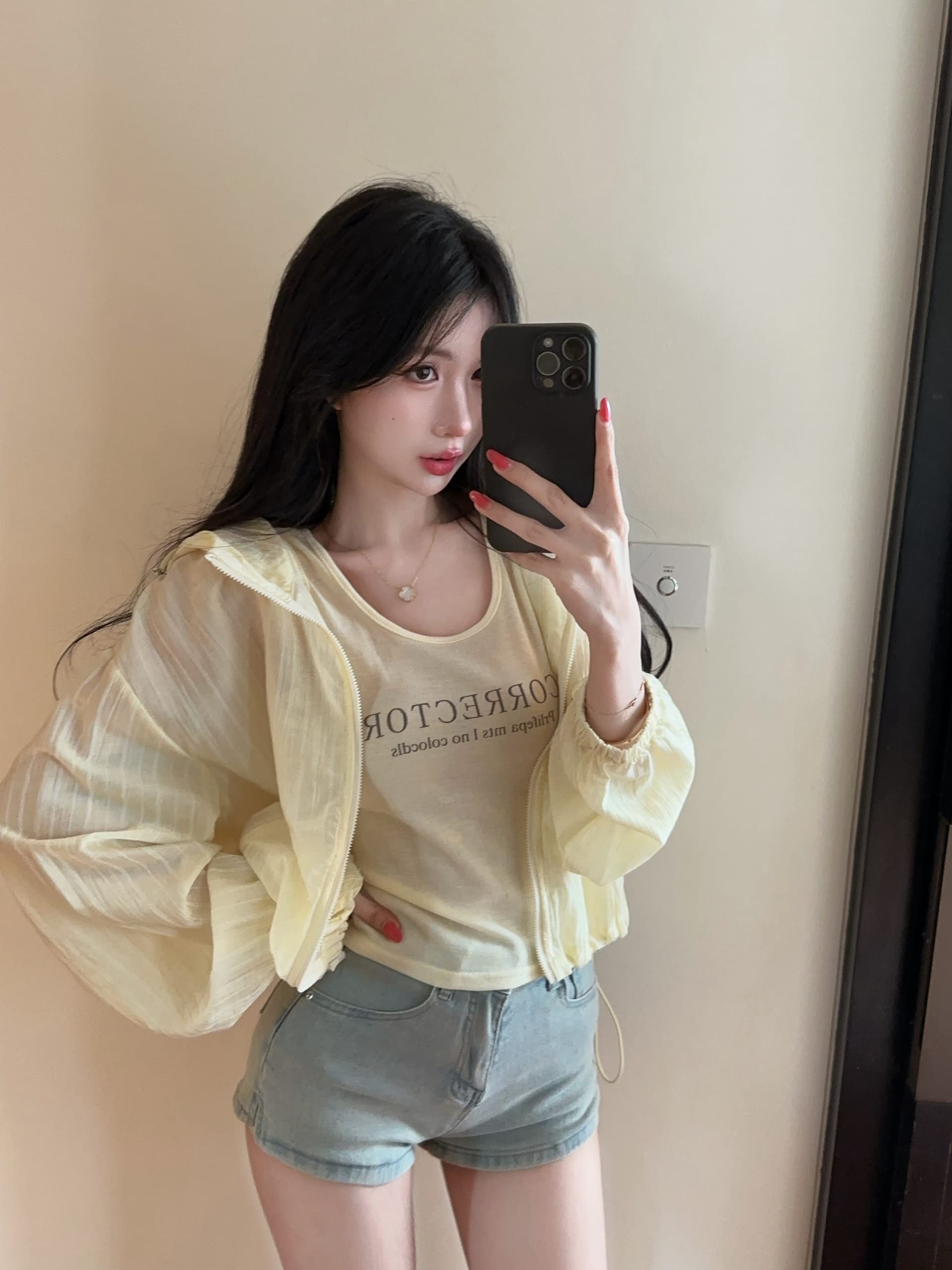 실사 정가 가을 긴팔 루즈핏 자외선 차단 여성 코트 알파벳 프린트 캐미솔 품격 투피스 슈트 상세 이미지 6