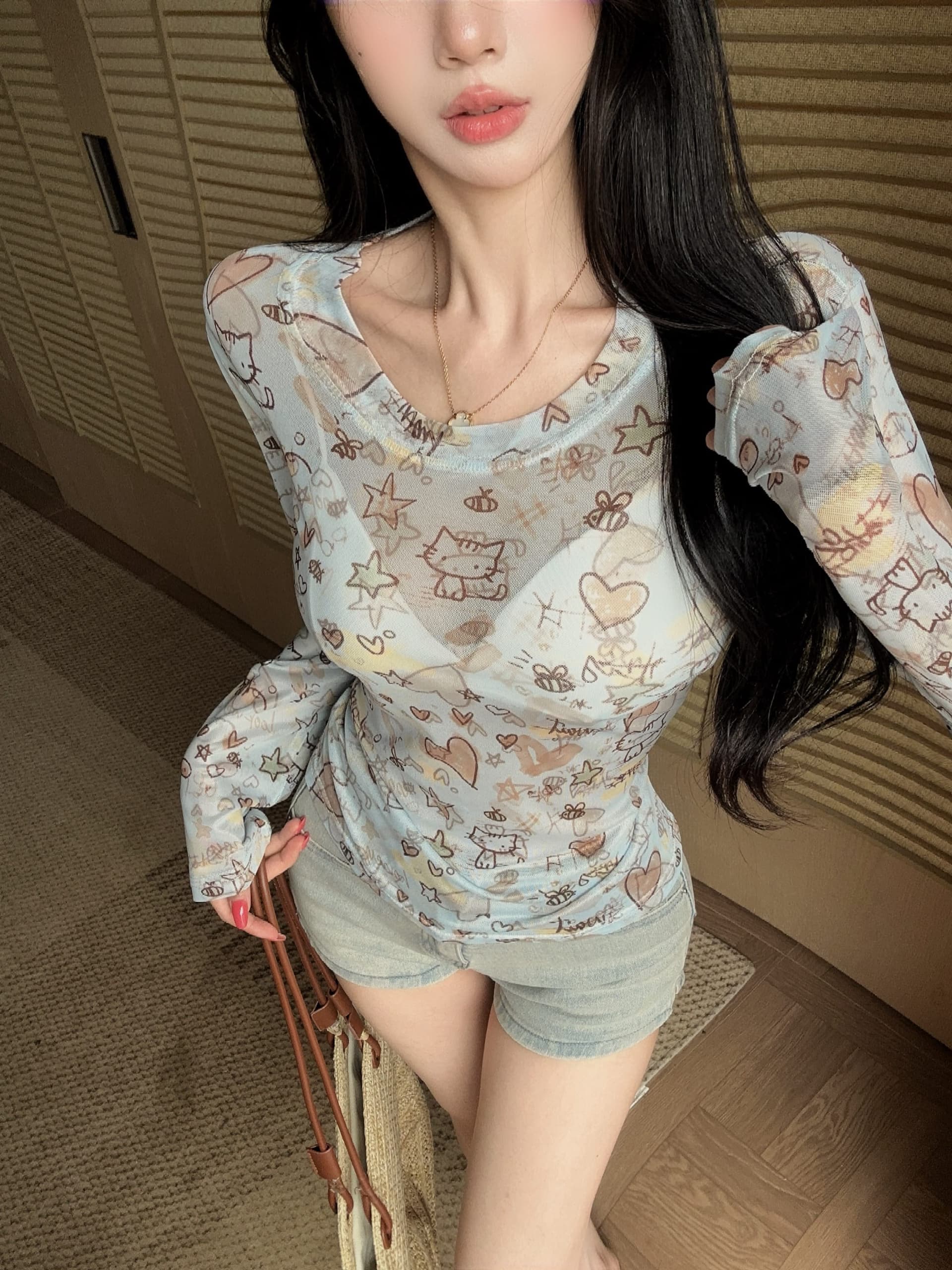 실사 정가 디자인 센스 만화 프린트 긴팔 자외선 차단 티셔츠 마이크로 통기성 편안함 섹시함 얇은 스타일 맨위 상세 이미지 5