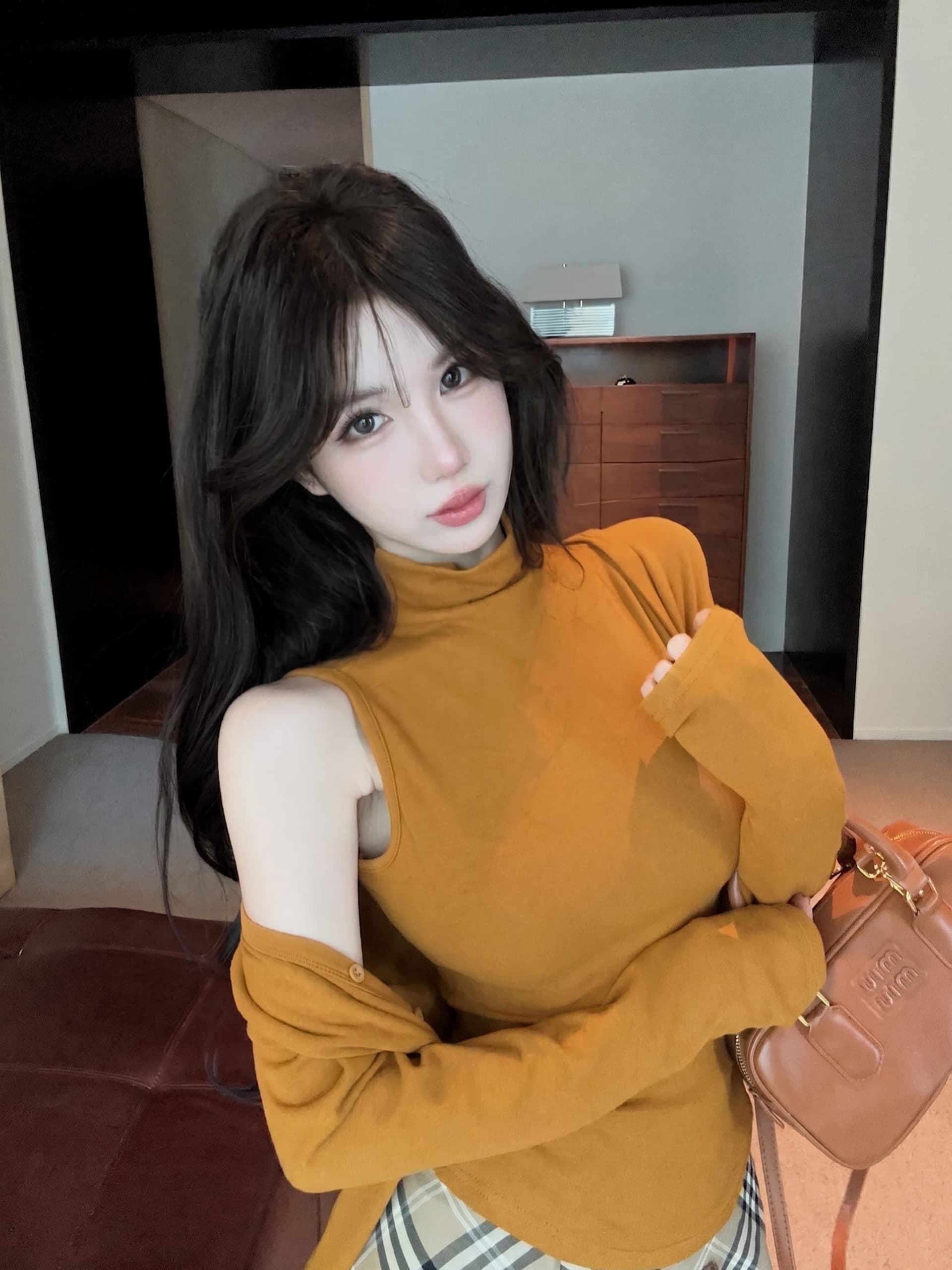 실사 정가 가을 새로운 투피스 슈트 여성 슬림해 보이는 반하이넥 민소매 인사이드 가져 가라. 조끼 10 카디건 코트
