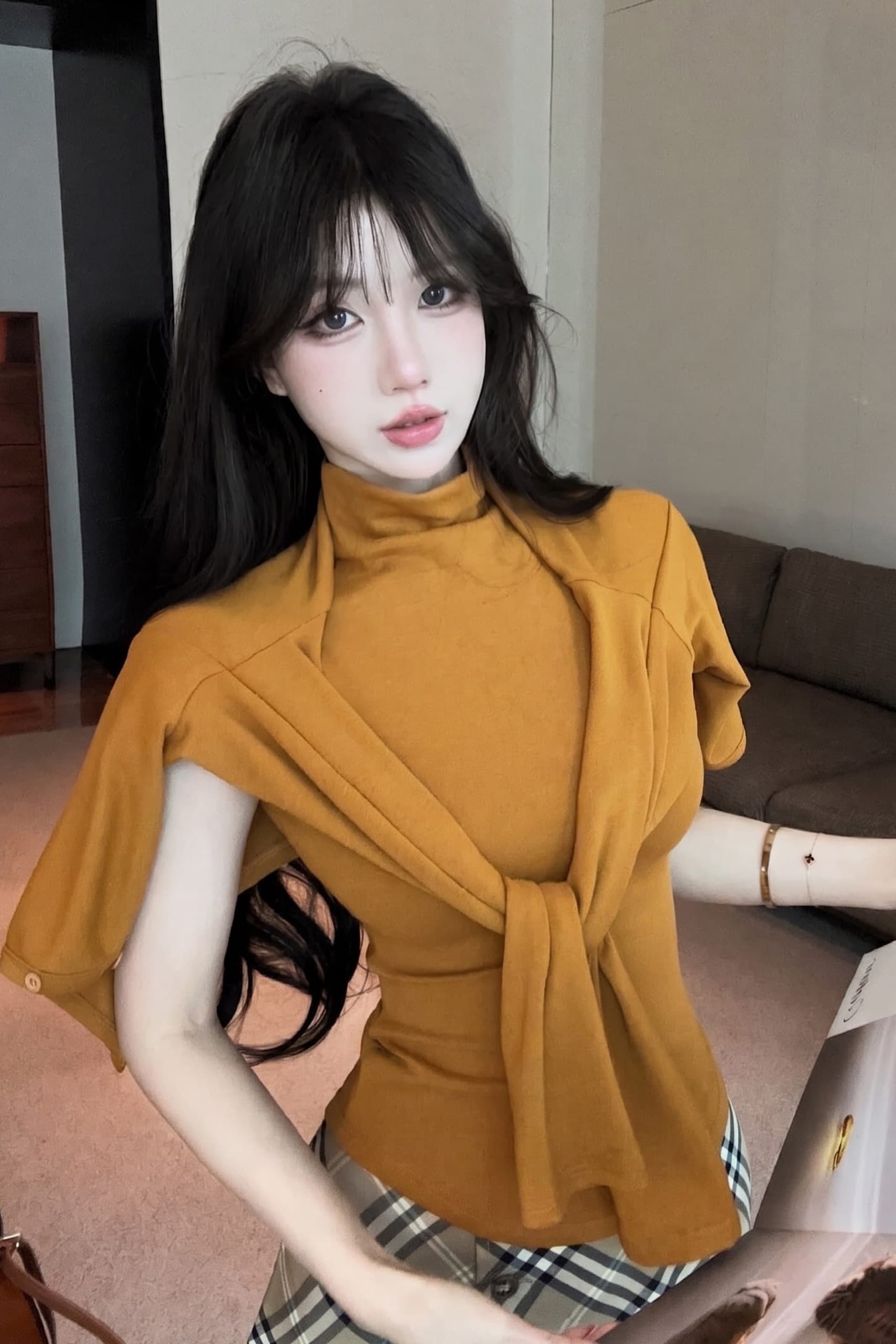 실사 정가 가을 새로운 투피스 슈트 여성 슬림해 보이는 반하이넥 민소매 인사이드 가져 가라. 조끼 10 카디건 코트 이미지 6