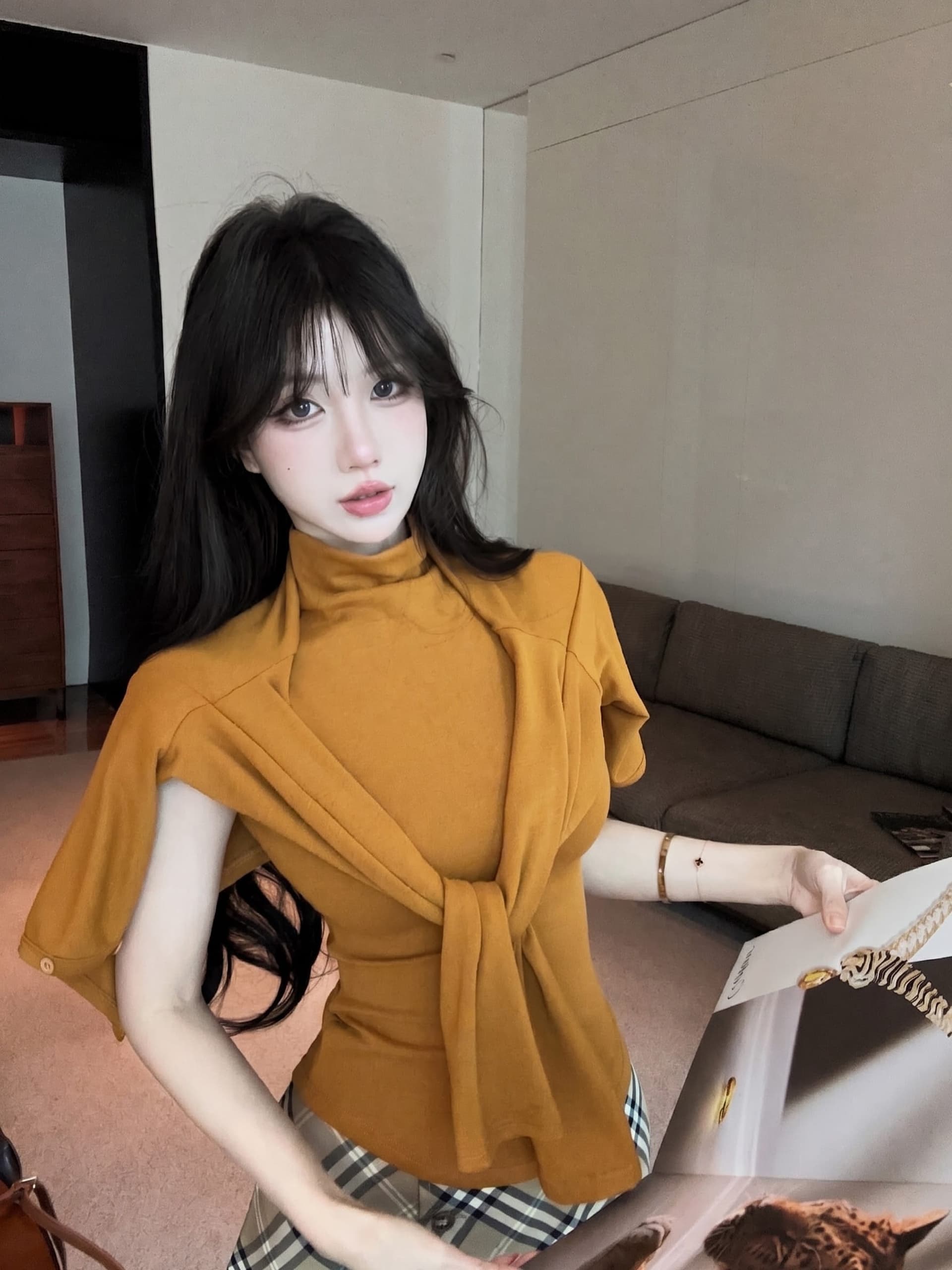 실사 정가 가을 새로운 투피스 슈트 여성 슬림해 보이는 반하이넥 민소매 인사이드 가져 가라. 조끼 10 카디건 코트 상세 이미지 6