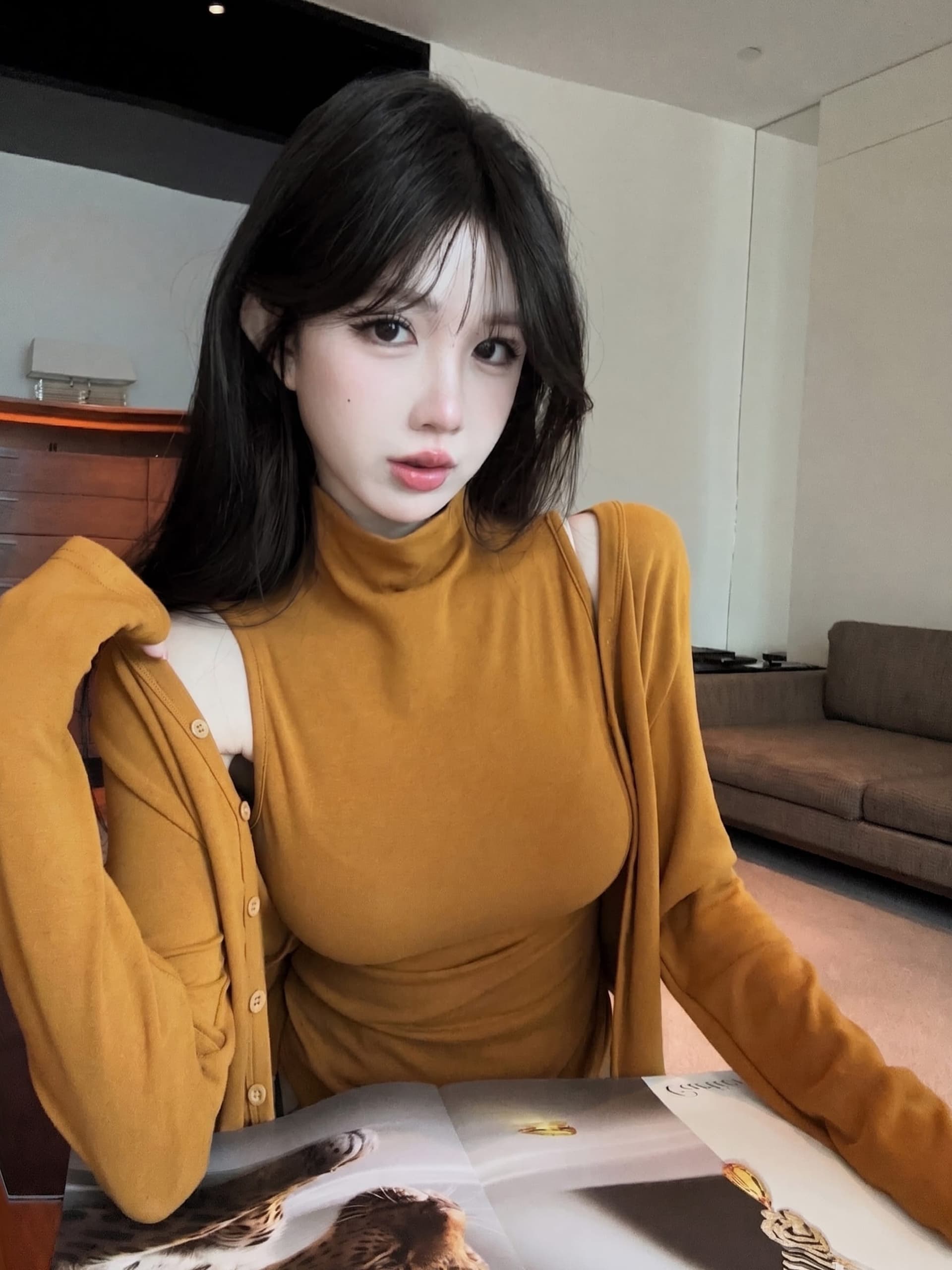 실사 정가 가을 새로운 투피스 슈트 여성 슬림해 보이는 반하이넥 민소매 인사이드 가져 가라. 조끼 10 카디건 코트 상세 이미지 8