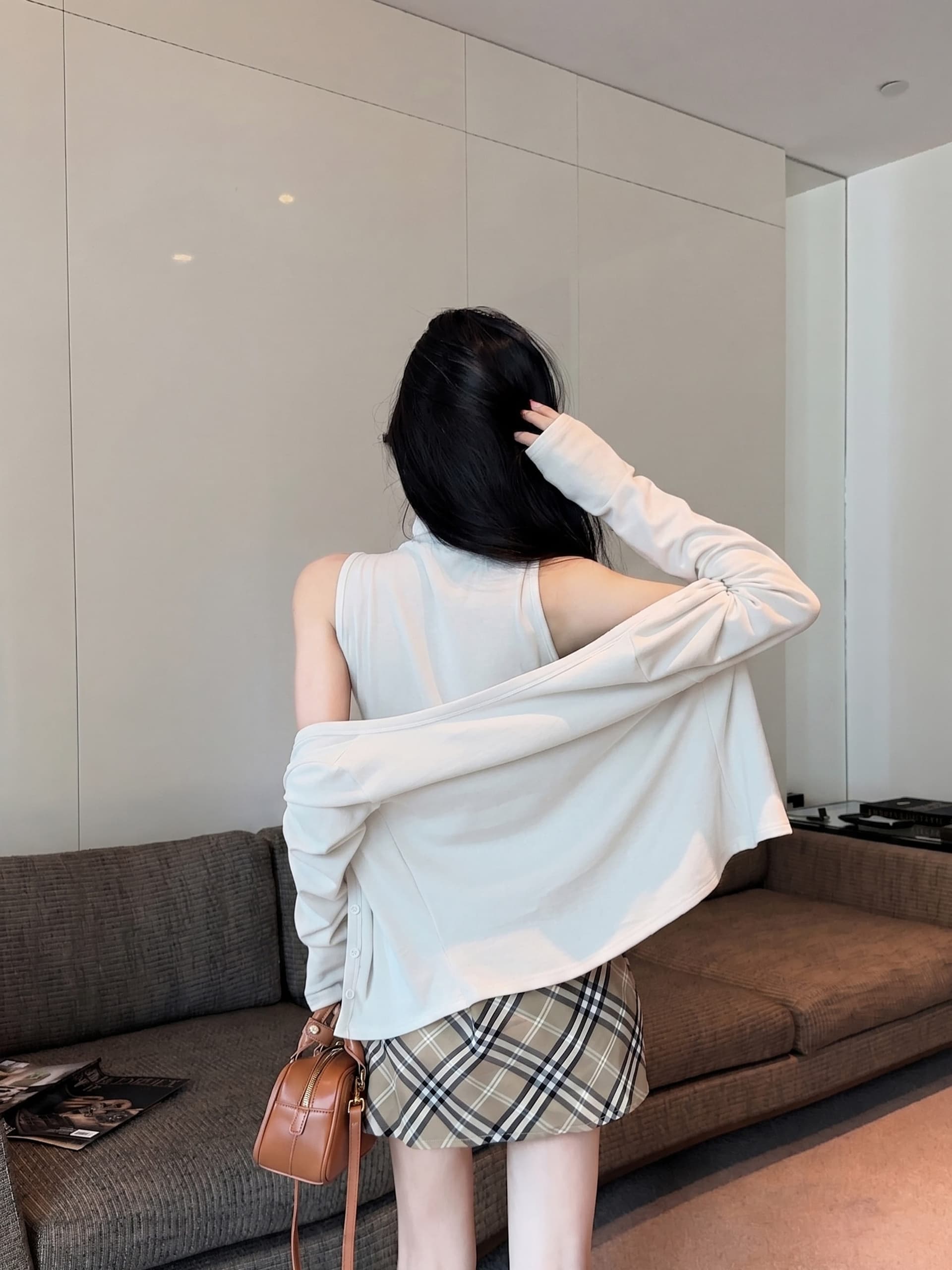 실사 정가 가을 새로운 투피스 슈트 여성 슬림해 보이는 반하이넥 민소매 인사이드 가져 가라. 조끼 10 카디건 코트 상세 이미지 18