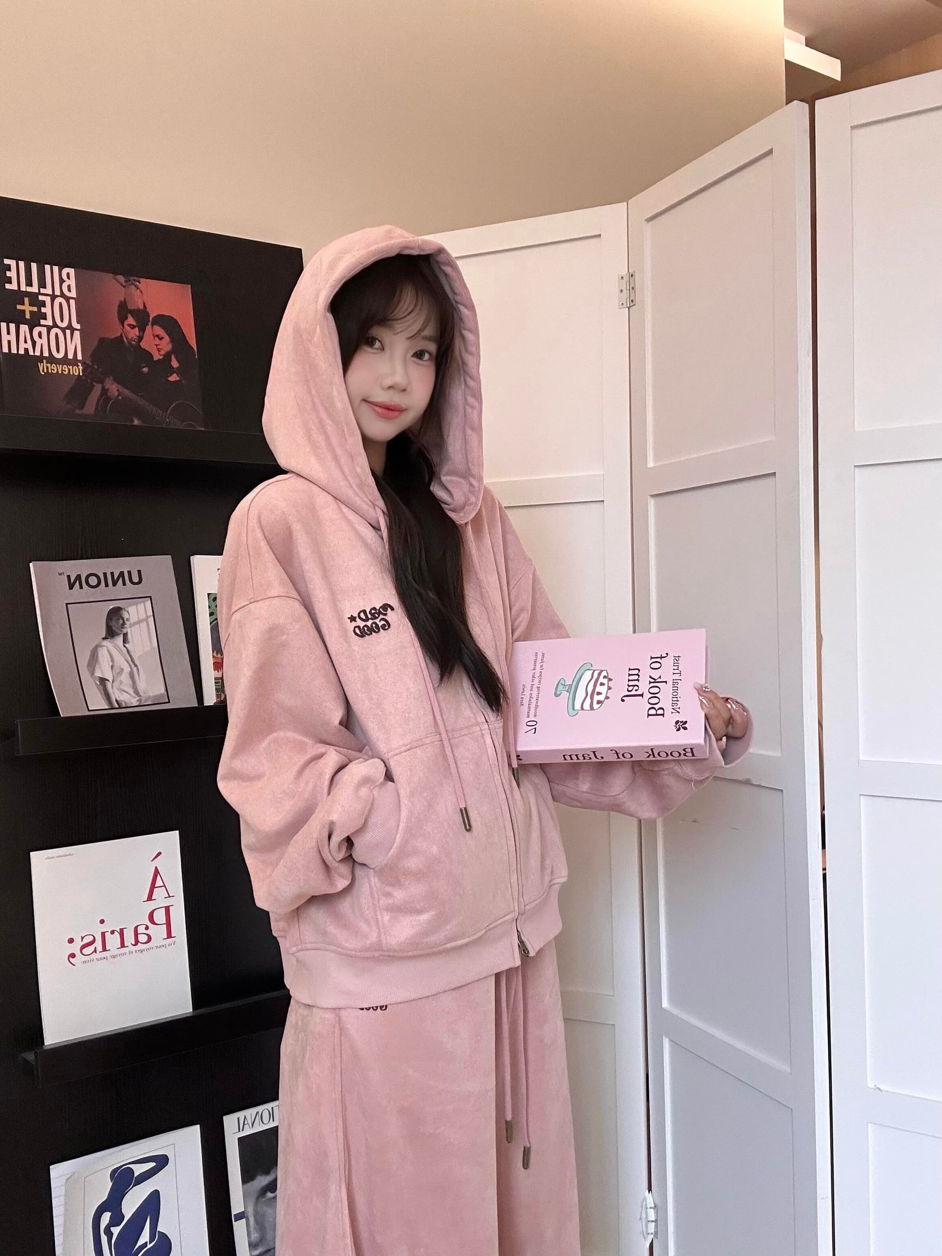 새로운 캐주얼 스포츠 슈트 가을 겨울 슬림해 보이는 후드 한국 스타일 루즈핏 지퍼 오픈 가디건 긴 바지 후드티 투피스 슈트 상세 이미지 6