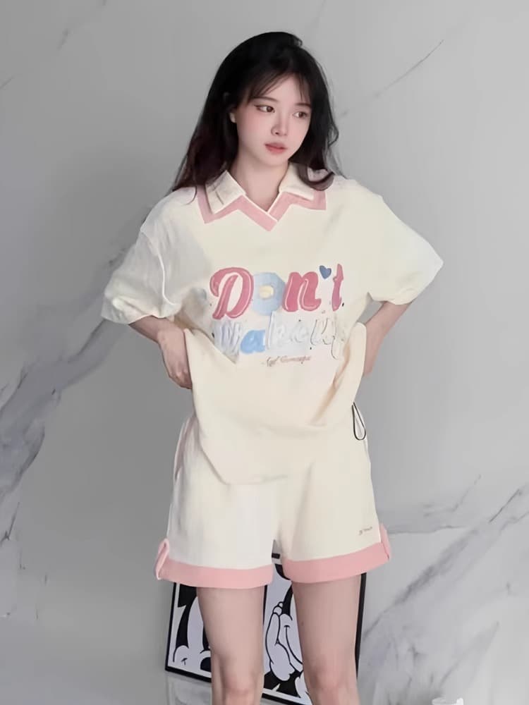 6535 Mianhua 남편 그리드 원본 수건 자수 원본 것 도파민 소녀 귀여운 서비스 세트 투피스 세트 상세 이미지 1