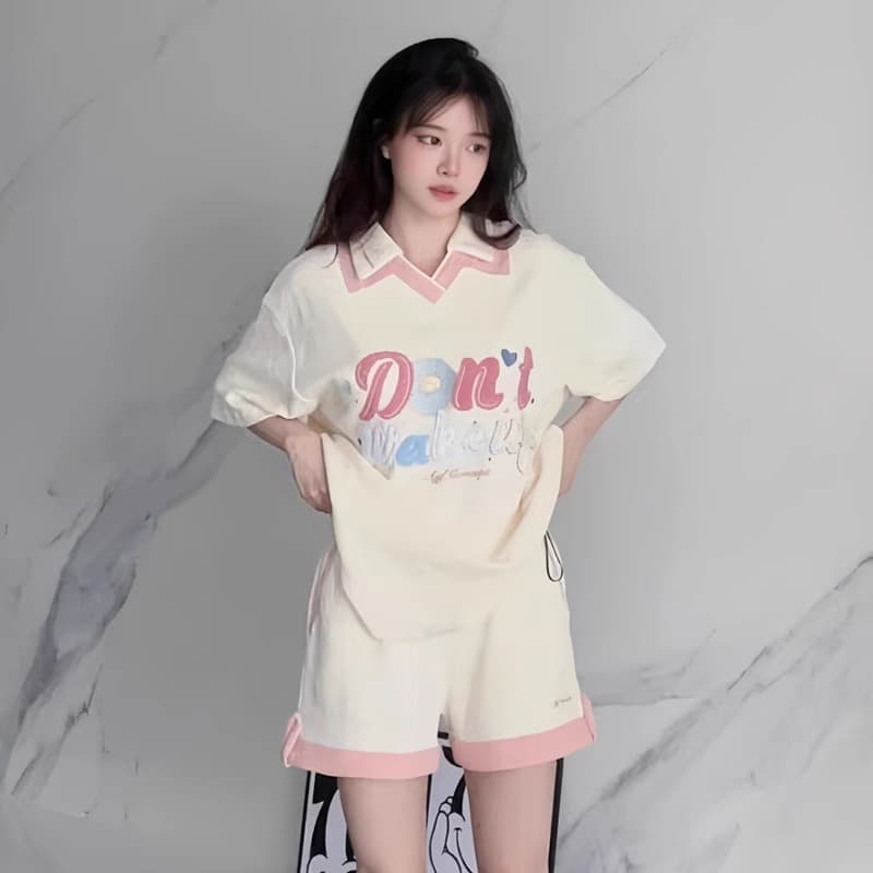6535 Mianhua 남편 그리드 원본 수건 자수 원본 것 도파민 소녀 귀여운 서비스 세트 투피스 세트 상세 이미지 3
