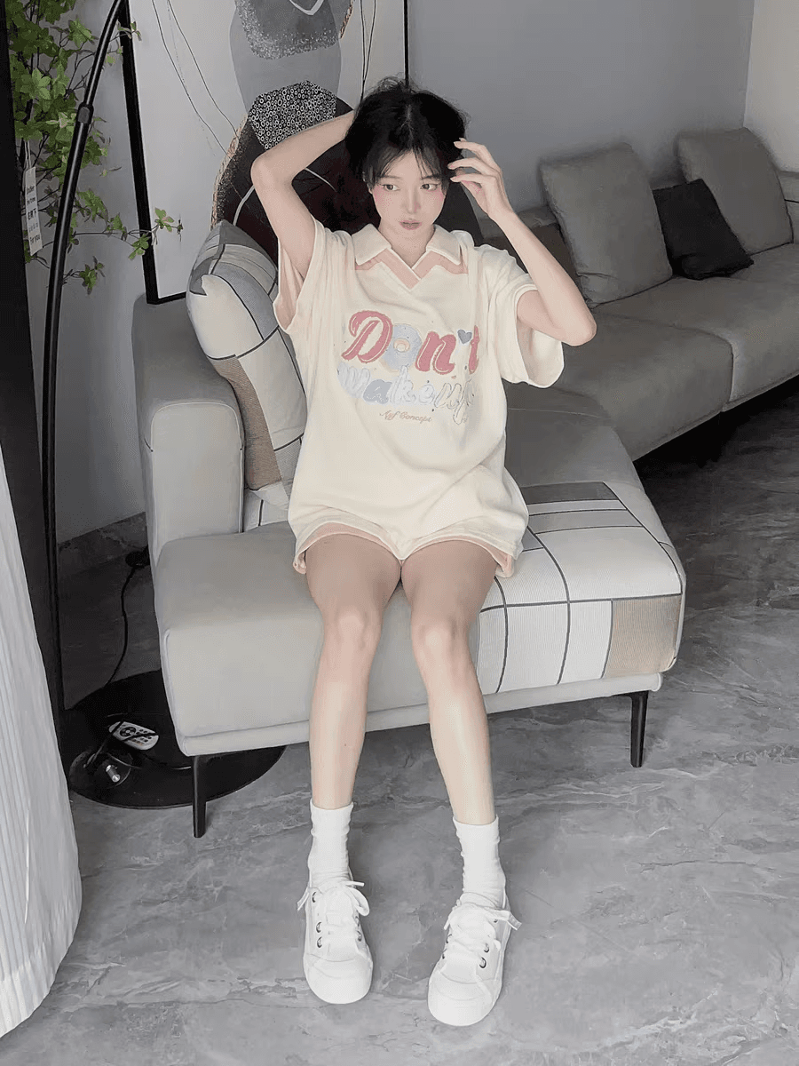 6535 Mianhua 남편 그리드 원본 수건 자수 원본 것 도파민 소녀 귀여운 서비스 세트 투피스 세트 상세 이미지 9