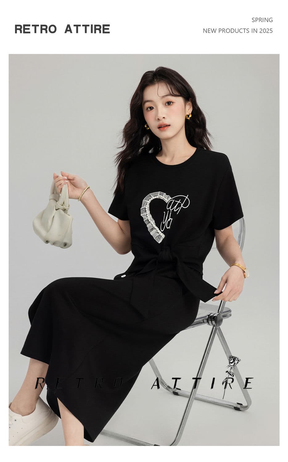 품격 캐주얼 운동 치마 여성 여름 패션 연령 감소 디자인 센스 반팔 맨위 반신 스커트 투피스 세트 상세 이미지 12