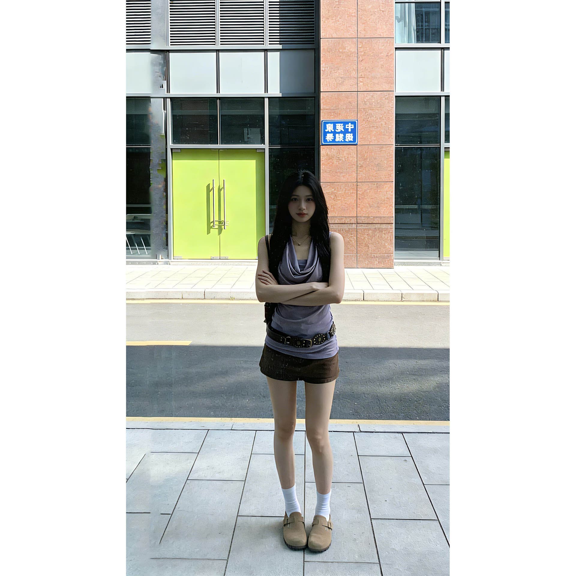 정가 재고 있음 핫걸 바람 디자인 흔들다 칼라 행침 목 캐미솔 2026 봄 슬림해 보이는 다용도 쉬폰 톱 이미지 3
