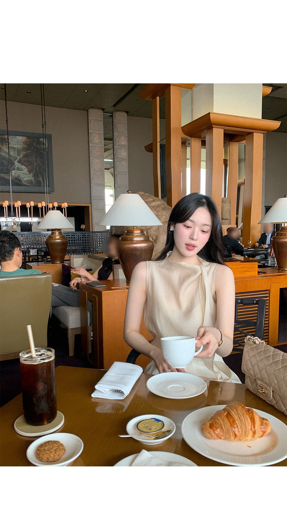 마이크로 하이 칼라 지우기 ~을 통해 작은 셔츠 얇은 섹션 민소매 레이스 틈새 시장 맨위 상세 이미지 17
