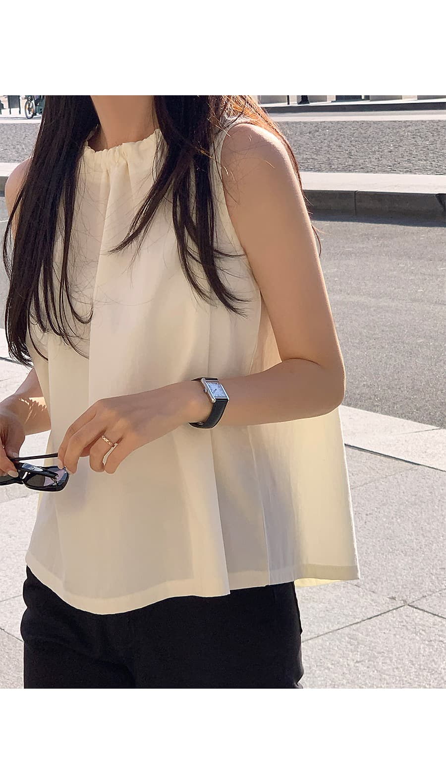 있음 선적 작은 대중 행침 목 외국 가스 슬림해 보이는 캐미솔 Chic 민소매 맨위 상세 이미지 6