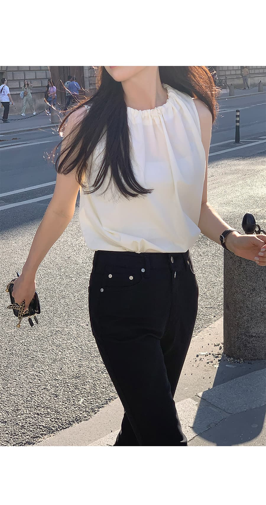 있음 선적 작은 대중 행침 목 외국 가스 슬림해 보이는 캐미솔 Chic 민소매 맨위 상세 이미지 9