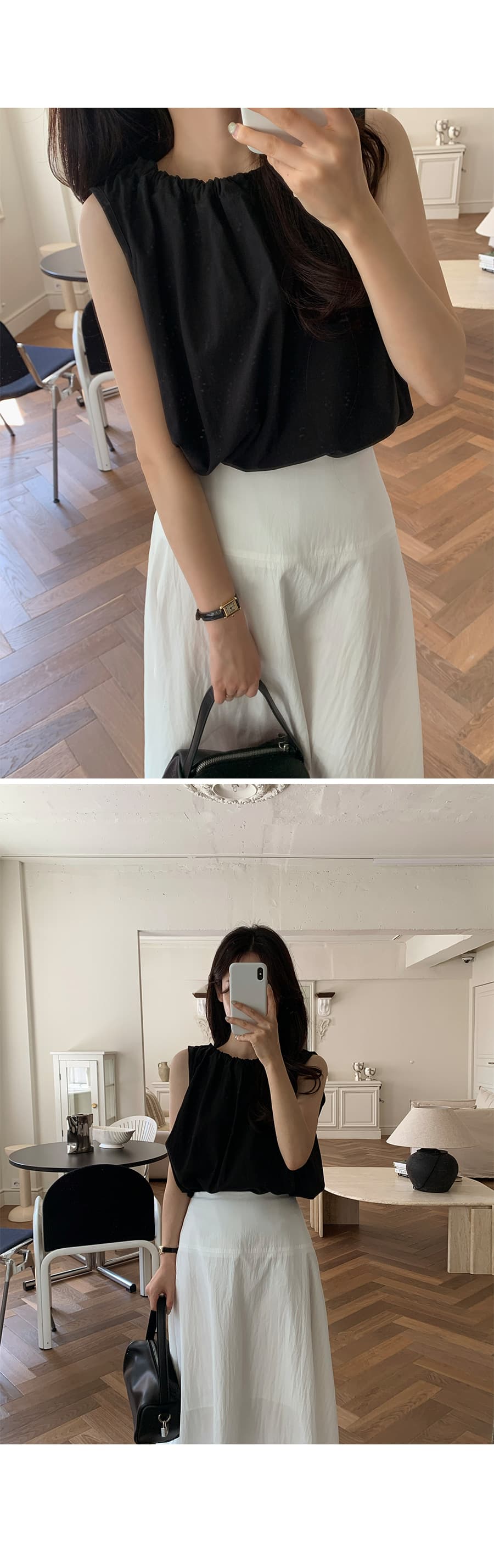 있음 선적 작은 대중 행침 목 외국 가스 슬림해 보이는 캐미솔 Chic 민소매 맨위 상세 이미지 28