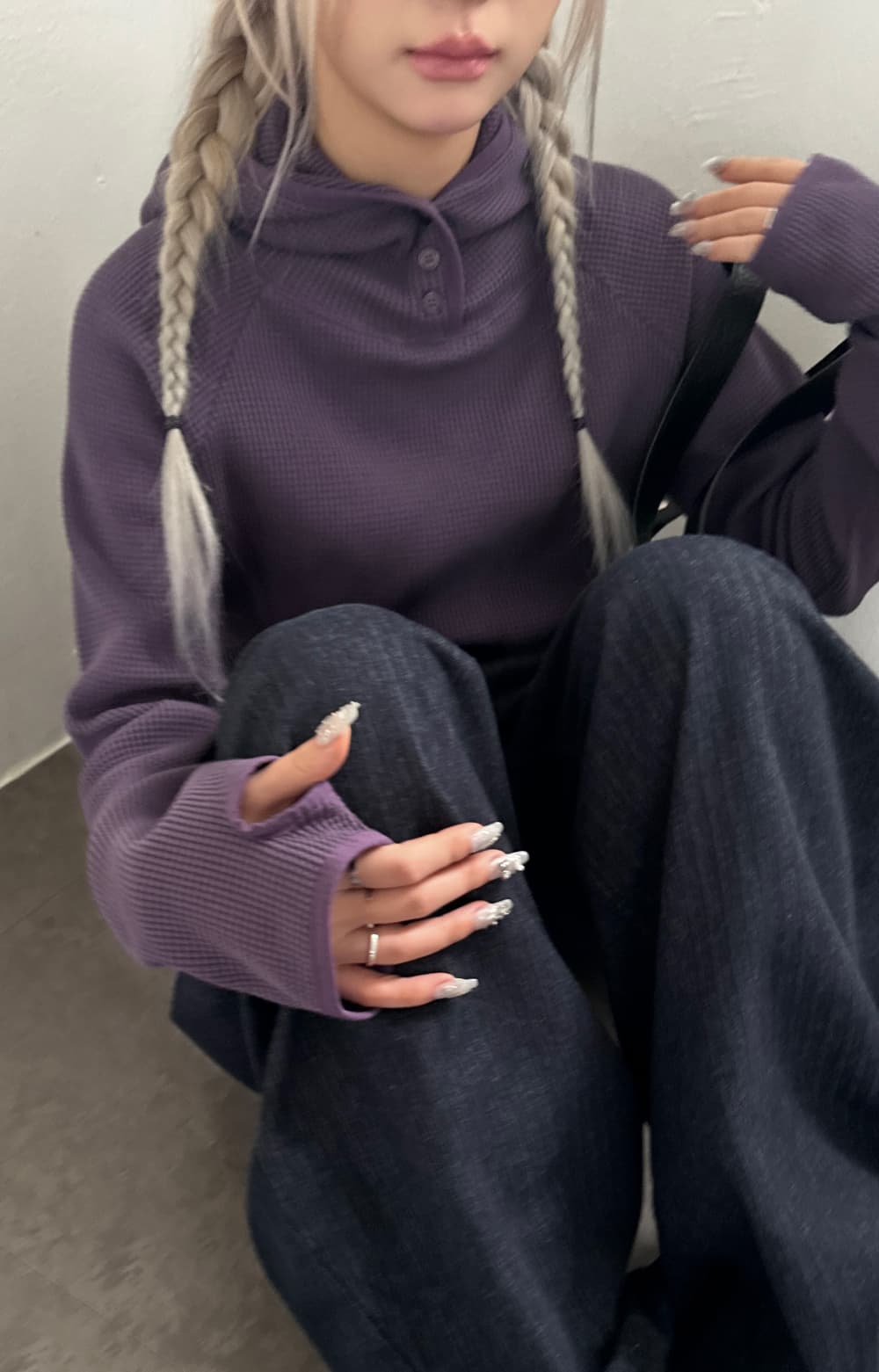 있음 선적 레트로 기능 바람 작은 터틀넥 부서 버클 다용도 후아 남편 그리드 후드 루즈핏 후드티 티셔츠 맨위 여성 상세 이미지 19