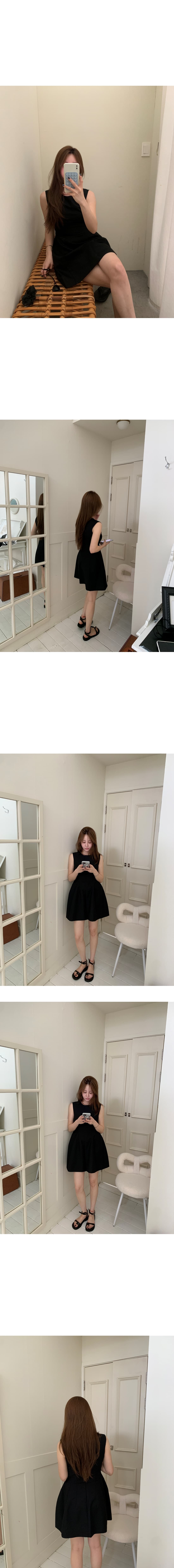 있음 선적 민소매 조끼 여성 드레스 스택 착용 품격 허리 수축 작은 키 미니 스커트 상세 이미지 1