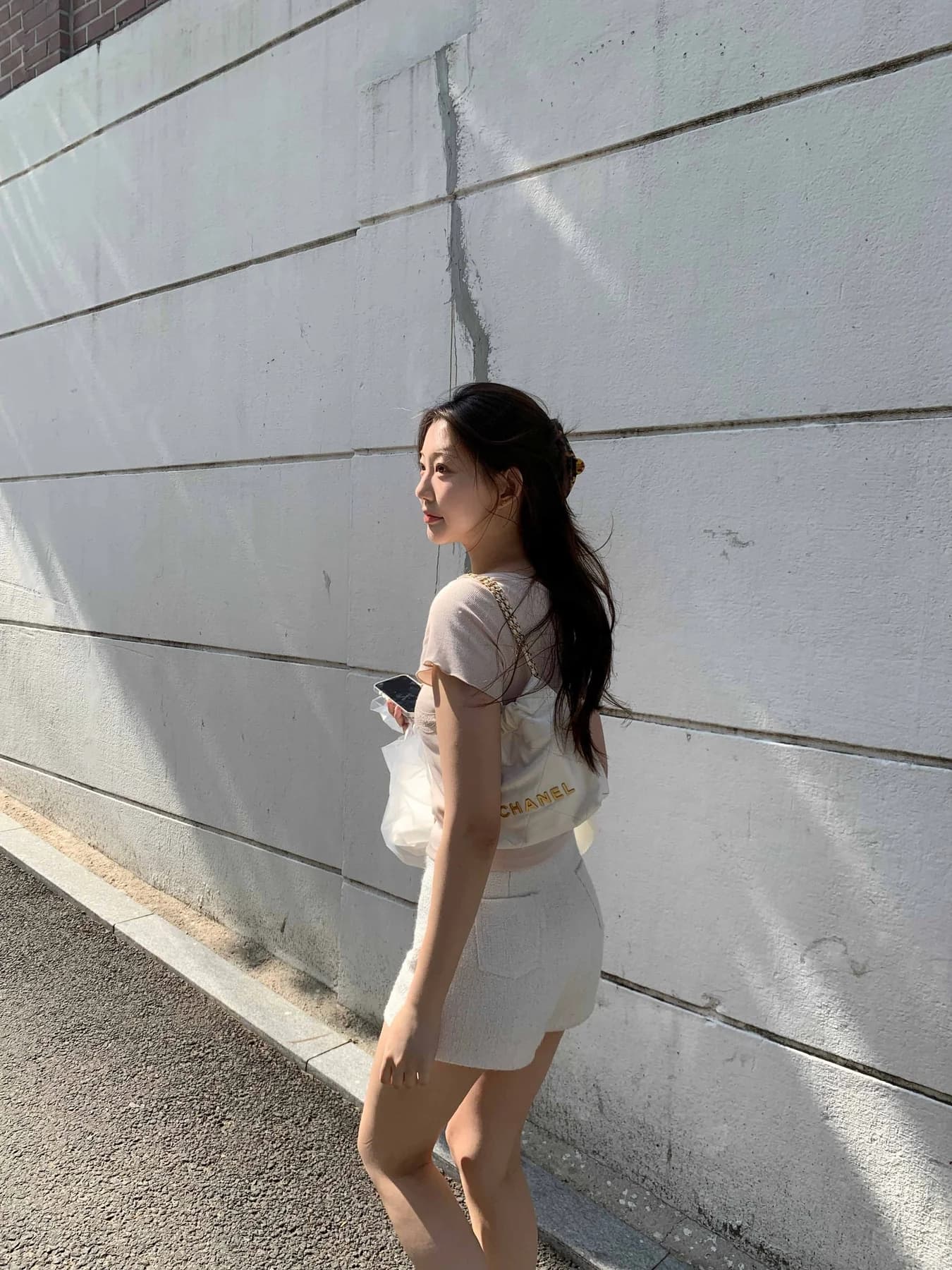 레이스 레이스 몸매 가꾸기 단추 반팔 티셔츠 상세 이미지 3