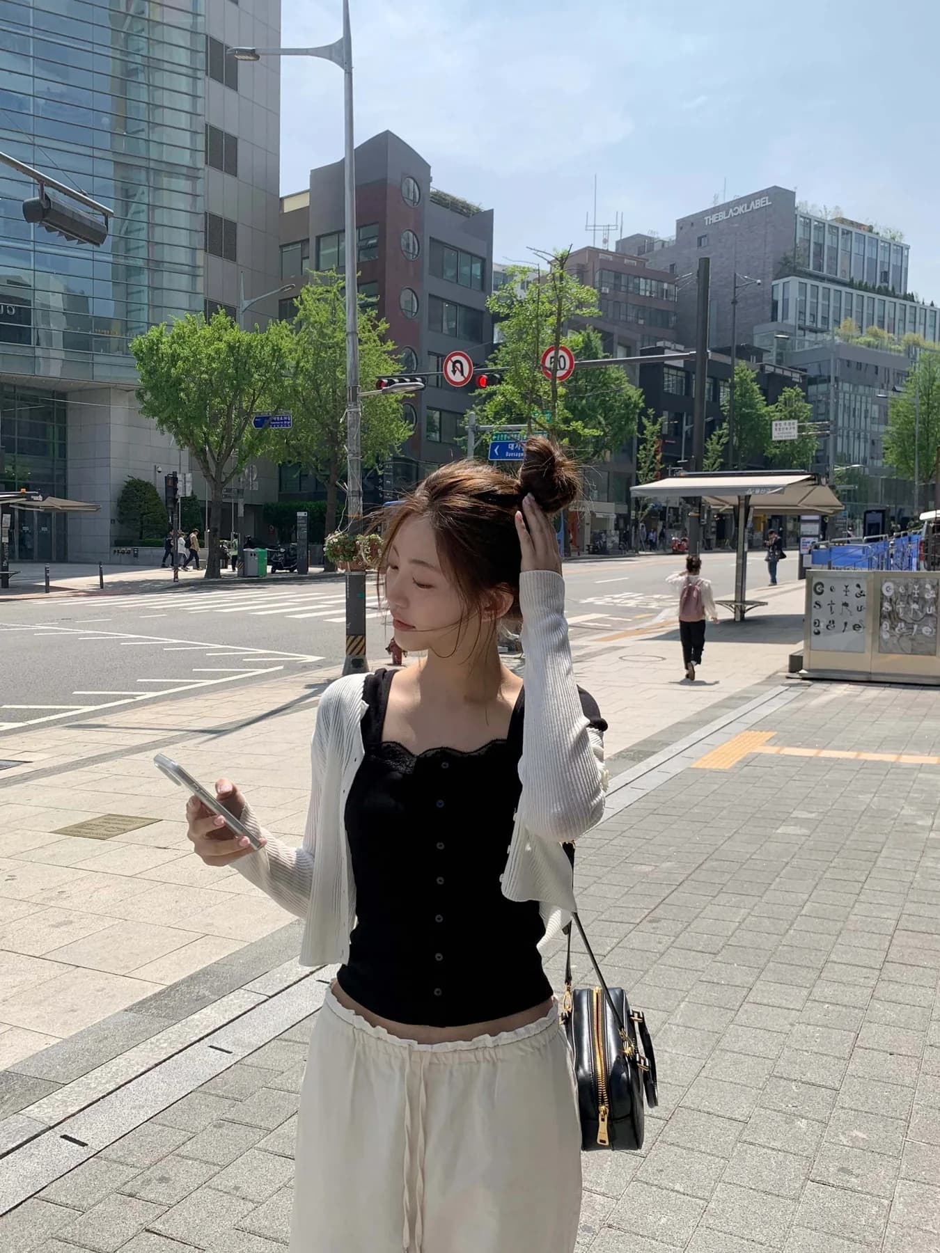 레이스 레이스 몸매 가꾸기 단추 반팔 티셔츠 상세 이미지 100
