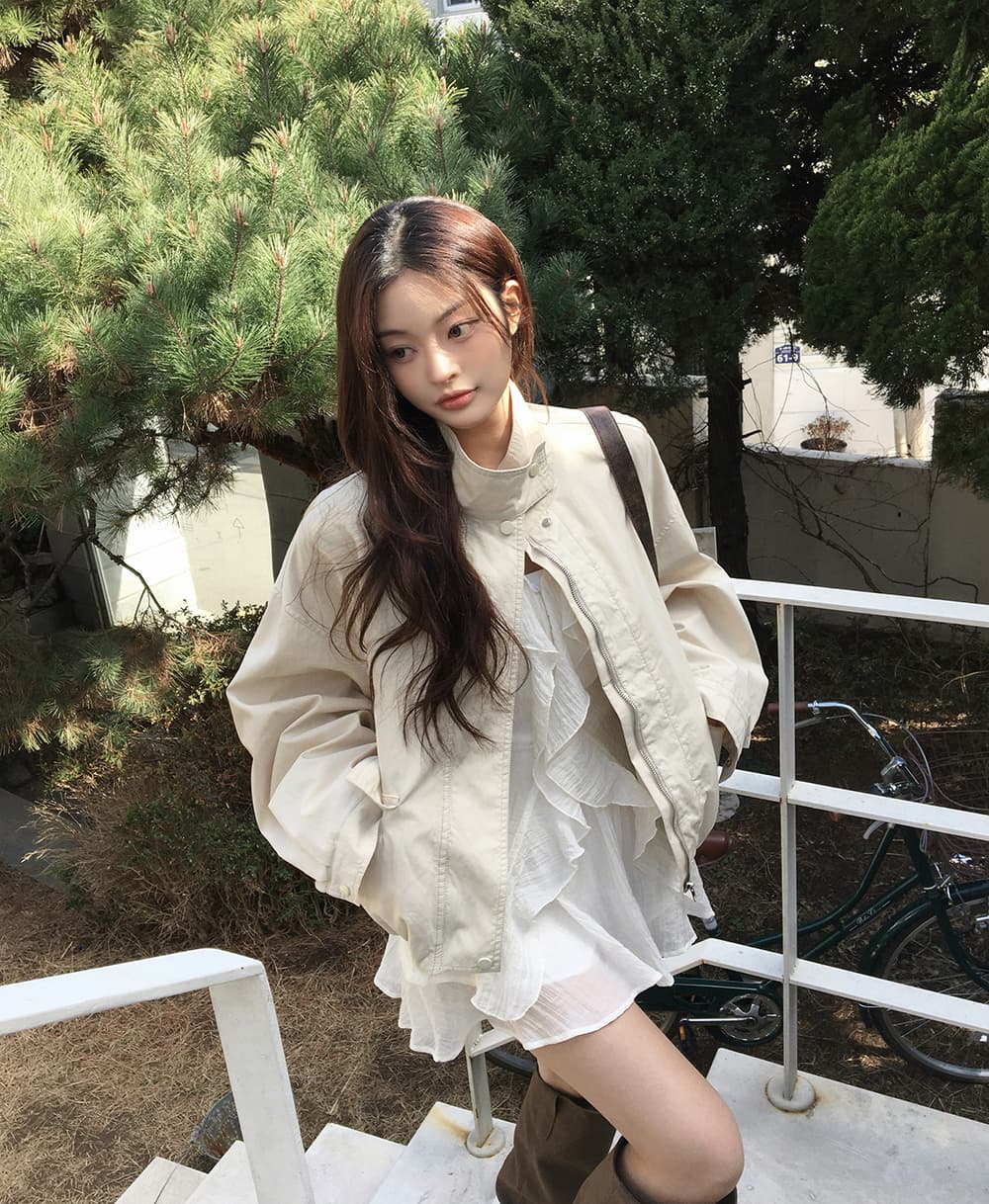 있음 선적 슈퍼 요정 프릴 작은 키 나팔 긴팔 드레스 투피스 세트 상세 이미지 9
